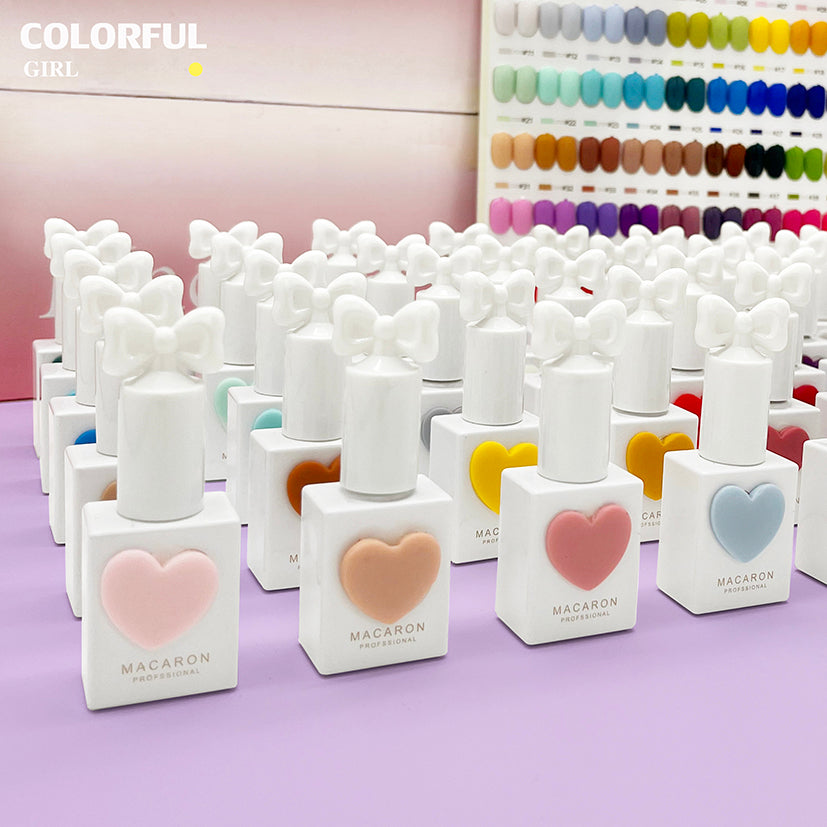 【พร้อมส่ง】SANSU MACARON 58 สี แถมฟรีชาร์ทสี เบส ท๊อป ( ฝาขวดรูปโบว์ ) สีพื้น
