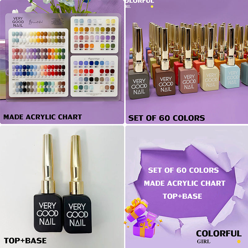 สีพื้น very good 60 สี ฟรีชาร์ท เบส และท๊อป ขนาด 15ml./ขวด