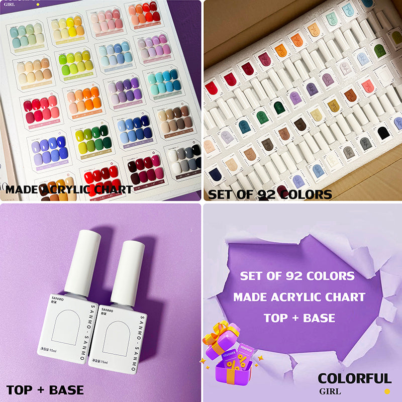 【พร้อมส่ง】SANMO สีเจลทาเล็บ 92สี ฟรีชุดชาร์จชาร์จ สีทาเล็บเจลแท้คุณภาพดี สีต่างๆ รวม