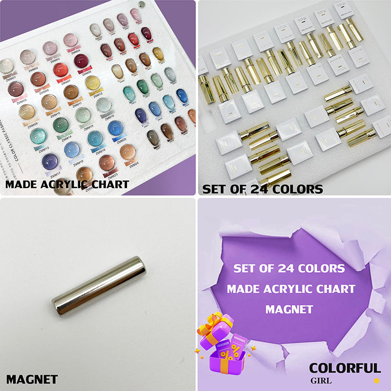 【พร้อมส่ง】 JYS 24สี (JIAO YAN SHE) สีเจลแคทอาย/ สีลูกแก้ว แถมชาร์ทอะคริลิคสำเร็จรูป แม่เหล็ก
