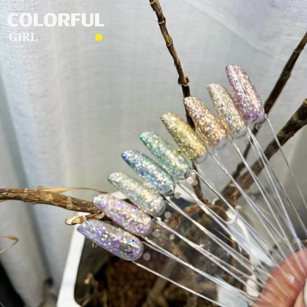 【พร้อมส่ง】สีสีเจล JYS สีกากเพชร+เลเซอร์แฟลช 18 สี แถม ชาร์ทสี(JIAO YAN SHE) สีเจลแฟลช