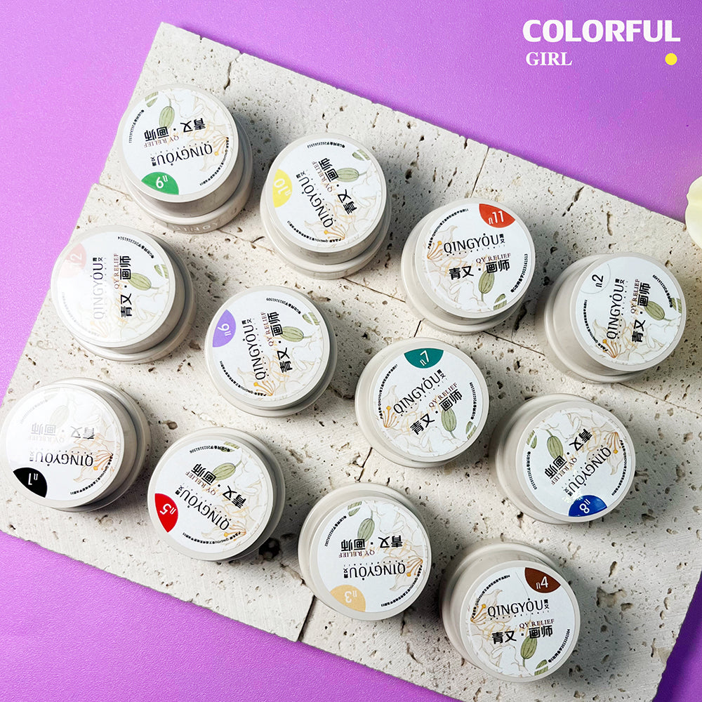 พร้อมส่งในไทย😘 สีเจลเพนท์เล็บ เพนท์ง่าย ติดทนนาน เซท 12 สี คุณภาพดีมาก qingyou 12colors เจลสำหรับใช้ในการวาดภาพโดยเฉพาะค่ะ