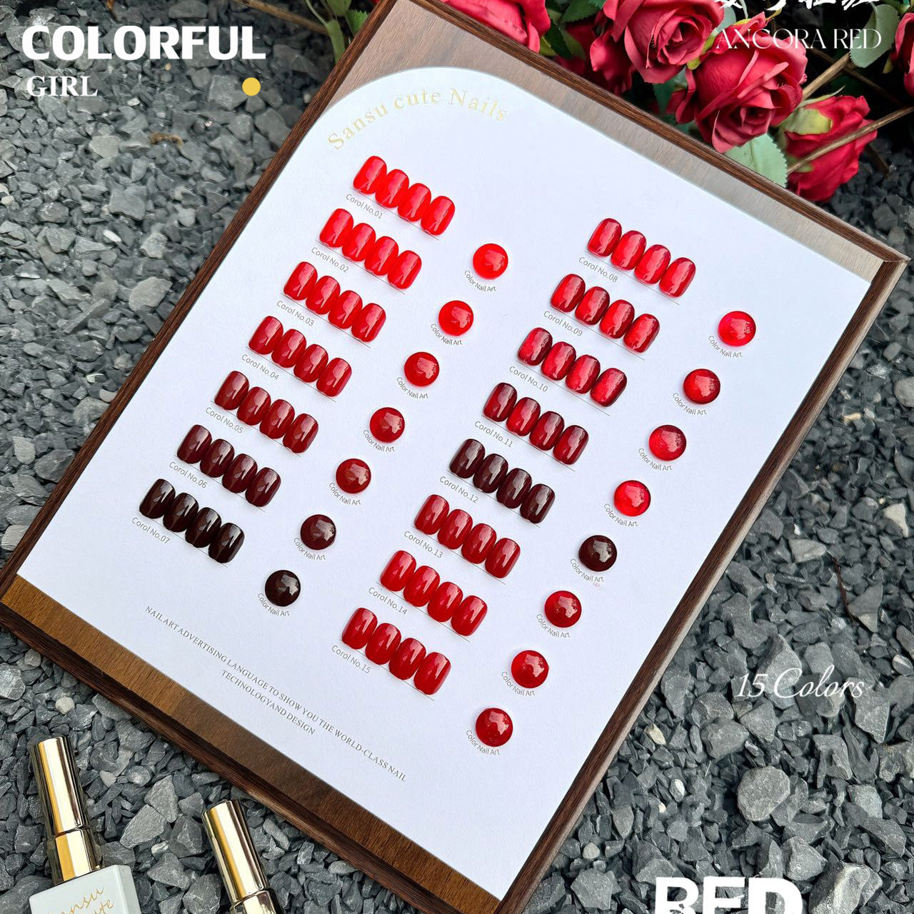 【พร้อมส่ง】 สีทาเล็บเจล SANSU สี( SANSU) สีเจล สีเจลสีพื้น 15สีชุดเจลสีแดง แถมชาร์ทสี 11สีเจลสีพื้น+2สีเจลแคทอาย+2สีเจลไซรัป