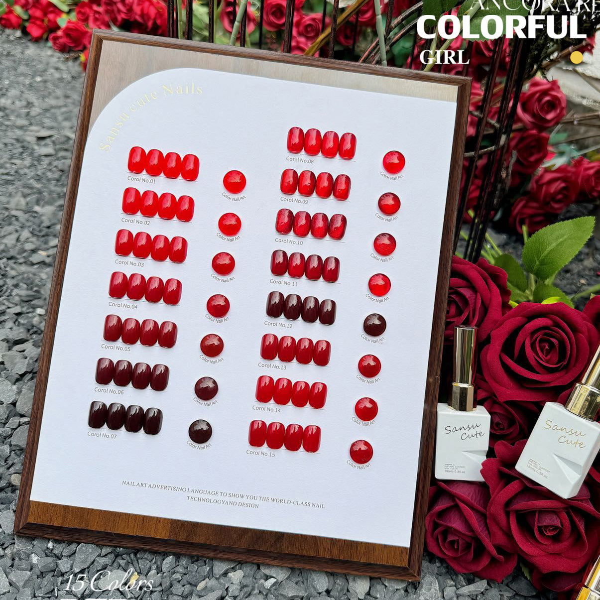 【พร้อมส่ง】 สีทาเล็บเจล SANSU สี( SANSU) สีเจล สีเจลสีพื้น 15สีชุดเจลสีแดง แถมชาร์ทสี 11สีเจลสีพื้น+2สีเจลแคทอาย+2สีเจลไซรัป