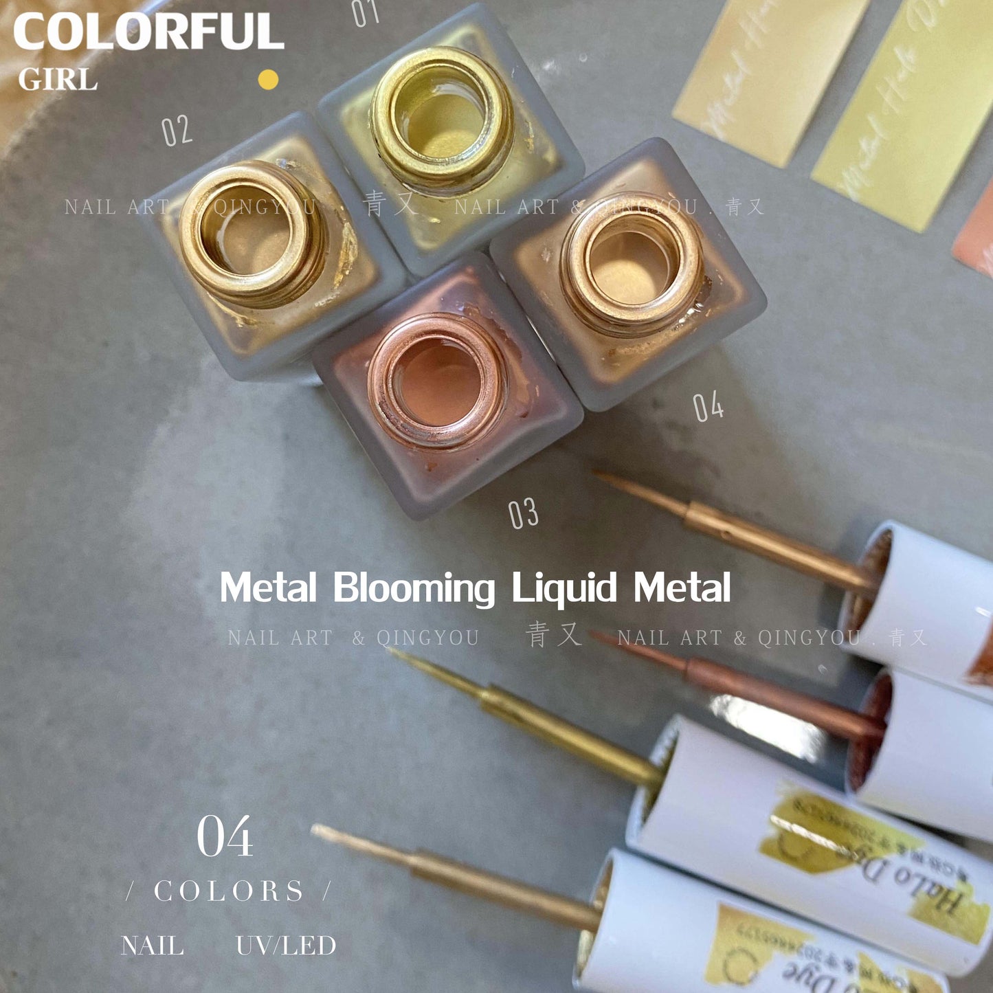✧พร้อมส่ง Qingyou Metal Blooming Liquid Metal ผิวใส น้ำยาเคลือบเล็บสีเข้มข้น บานเร็ว น้ำยาเคลือบเล็บสำหรับร้านทำเล็บ 10 มล. โลหะสี Dyeing Solution ภาพวาดดึงสาย Quick-drying Gradient ธรรมชาติ Blooming Liquid เล็บสําหรับเล็บ Shop