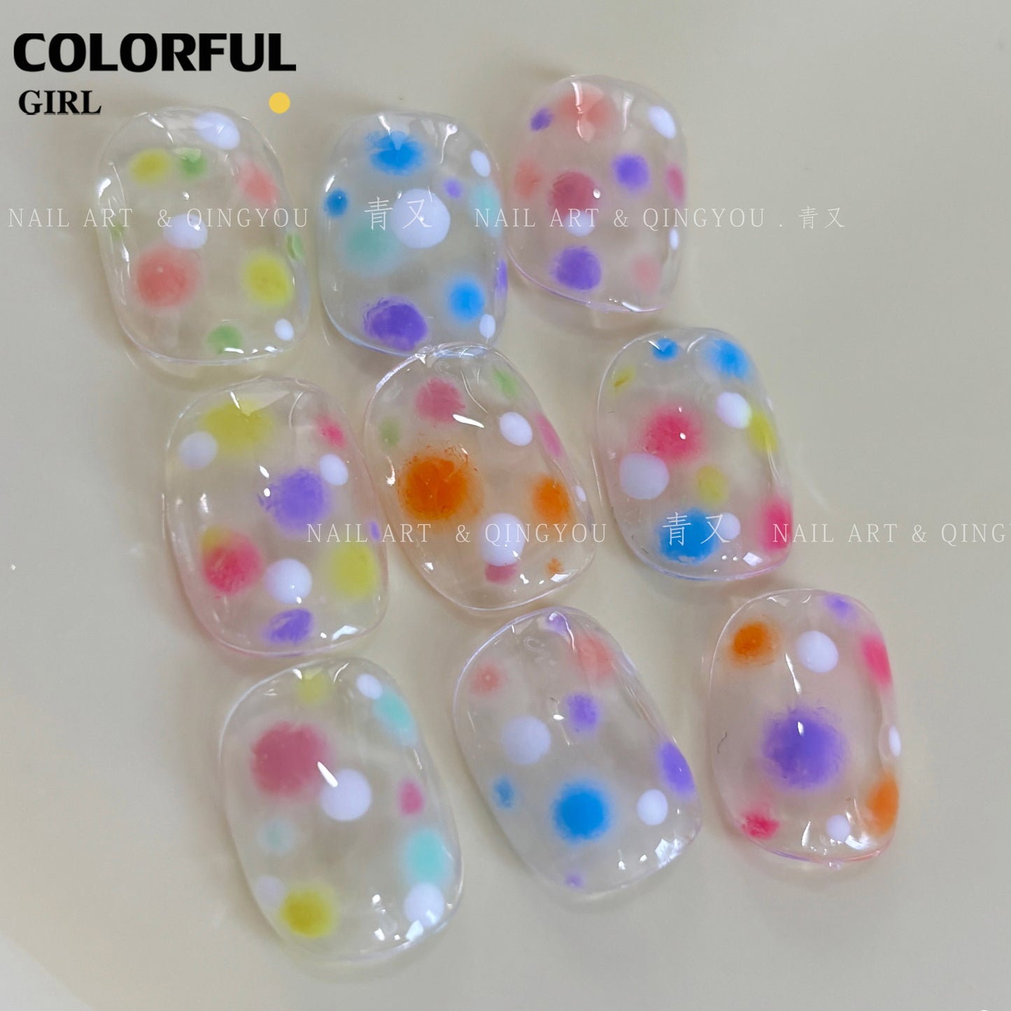 QINGYOU เล็บเจล 1 ชิ้น ใหม่Solid Pat Gel 9-square series หลากสี แถมพาเลตอะคริลิคใส ยาทาเล็บ, กาวทาสี, ยาทาเล็บสีทึบ แถมพาเลตอะคริลิคใส