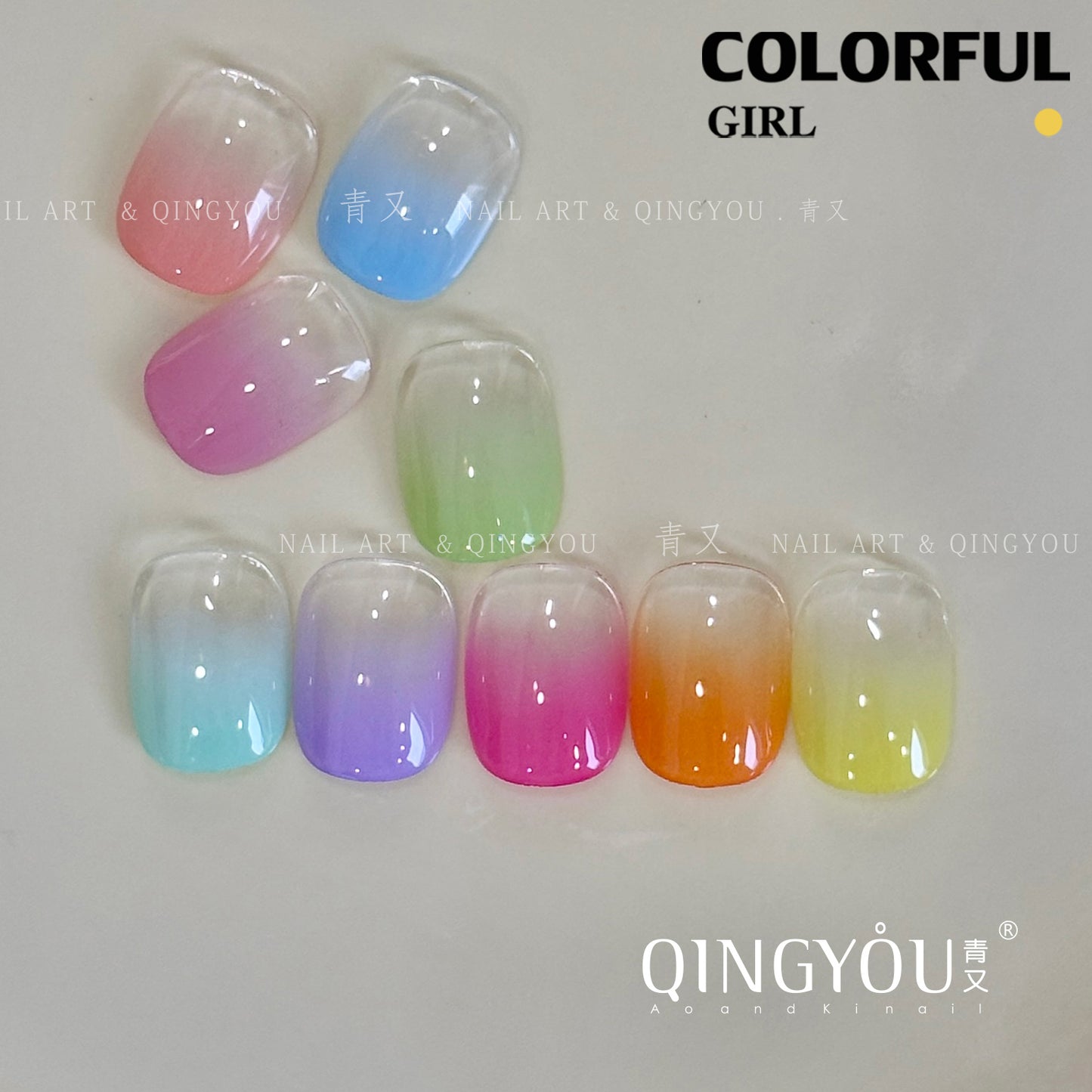 QINGYOU เล็บเจล 1 ชิ้น ใหม่Solid Pat Gel 9-square series หลากสี แถมพาเลตอะคริลิคใส ยาทาเล็บ, กาวทาสี, ยาทาเล็บสีทึบ แถมพาเลตอะคริลิคใส
