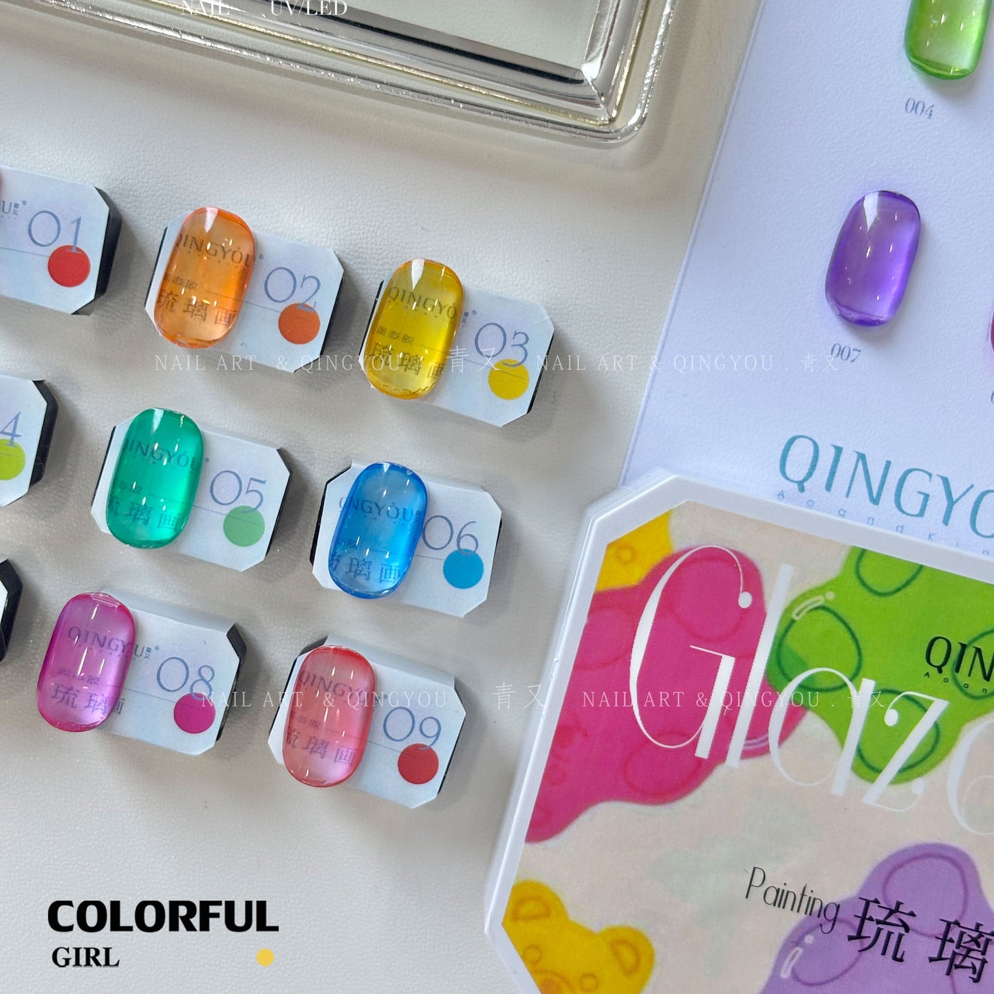 ✨พร้อมส่ง✨QINGYOU  สีเจลไซรัป  Solid Pat Gel 9-square series  ยาทาเล็บ Pat กาว Delicate หนาสูง Saturation Blooming Gradient No-Wash ยาทาเล็บ 9 Grid Series