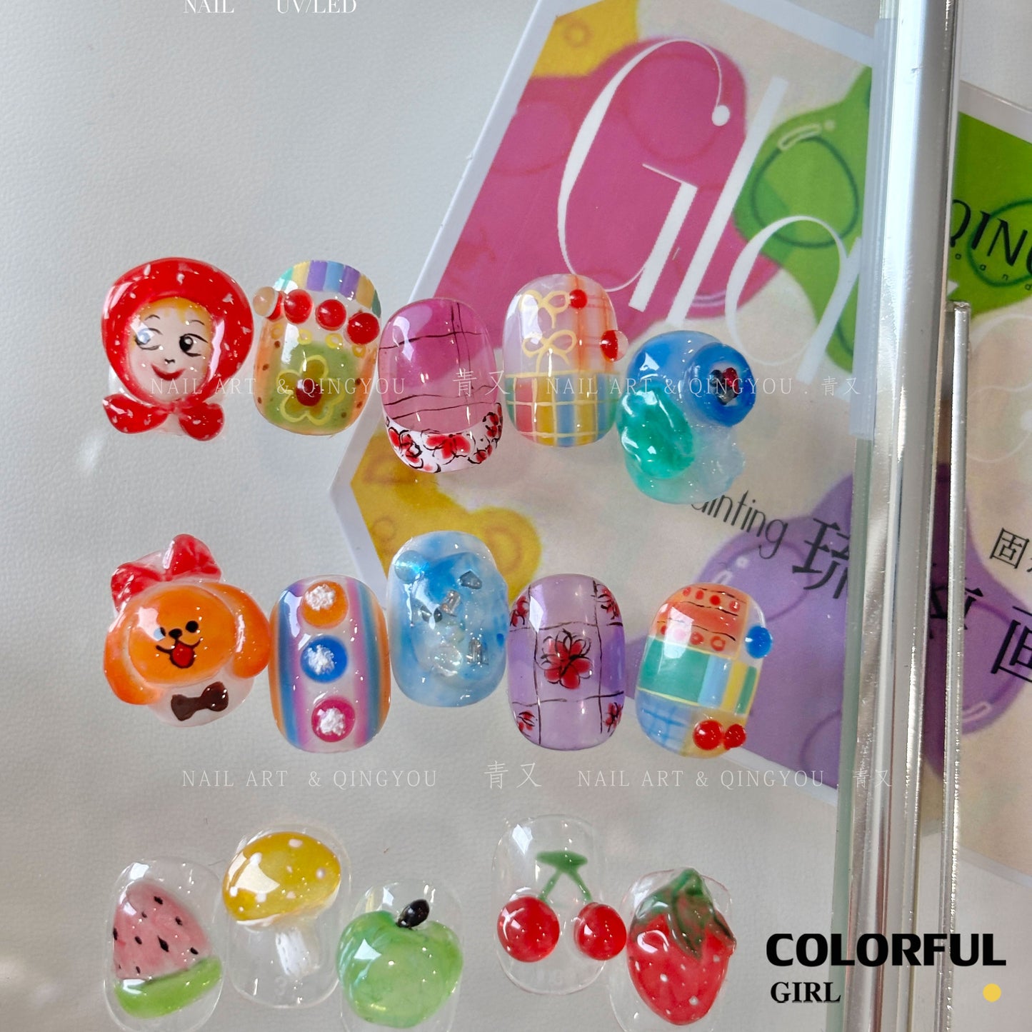 ✨พร้อมส่ง✨QINGYOU  สีเจลไซรัป  Solid Pat Gel 9-square series  ยาทาเล็บ Pat กาว Delicate หนาสูง Saturation Blooming Gradient No-Wash ยาทาเล็บ 9 Grid Series