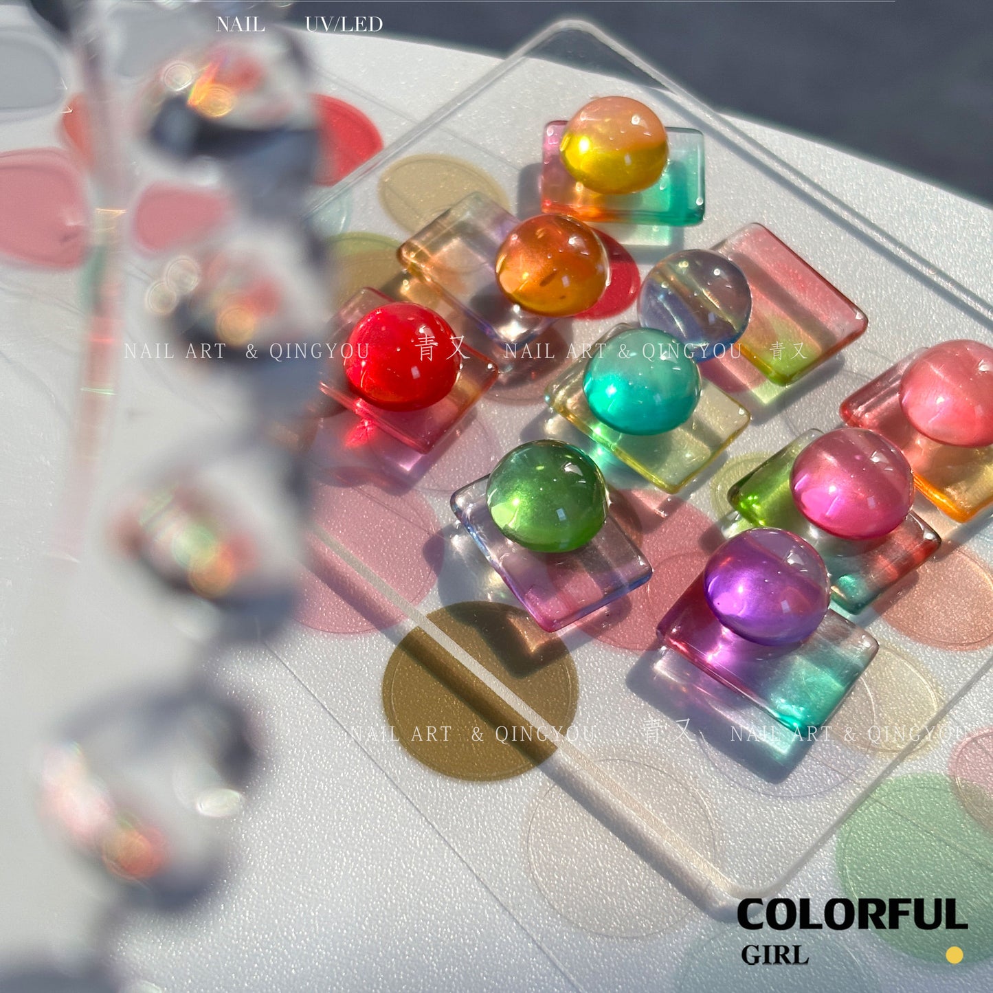 ✨พร้อมส่ง✨QINGYOU  สีเจลไซรัป  Solid Pat Gel 9-square series  ยาทาเล็บ Pat กาว Delicate หนาสูง Saturation Blooming Gradient No-Wash ยาทาเล็บ 9 Grid Series