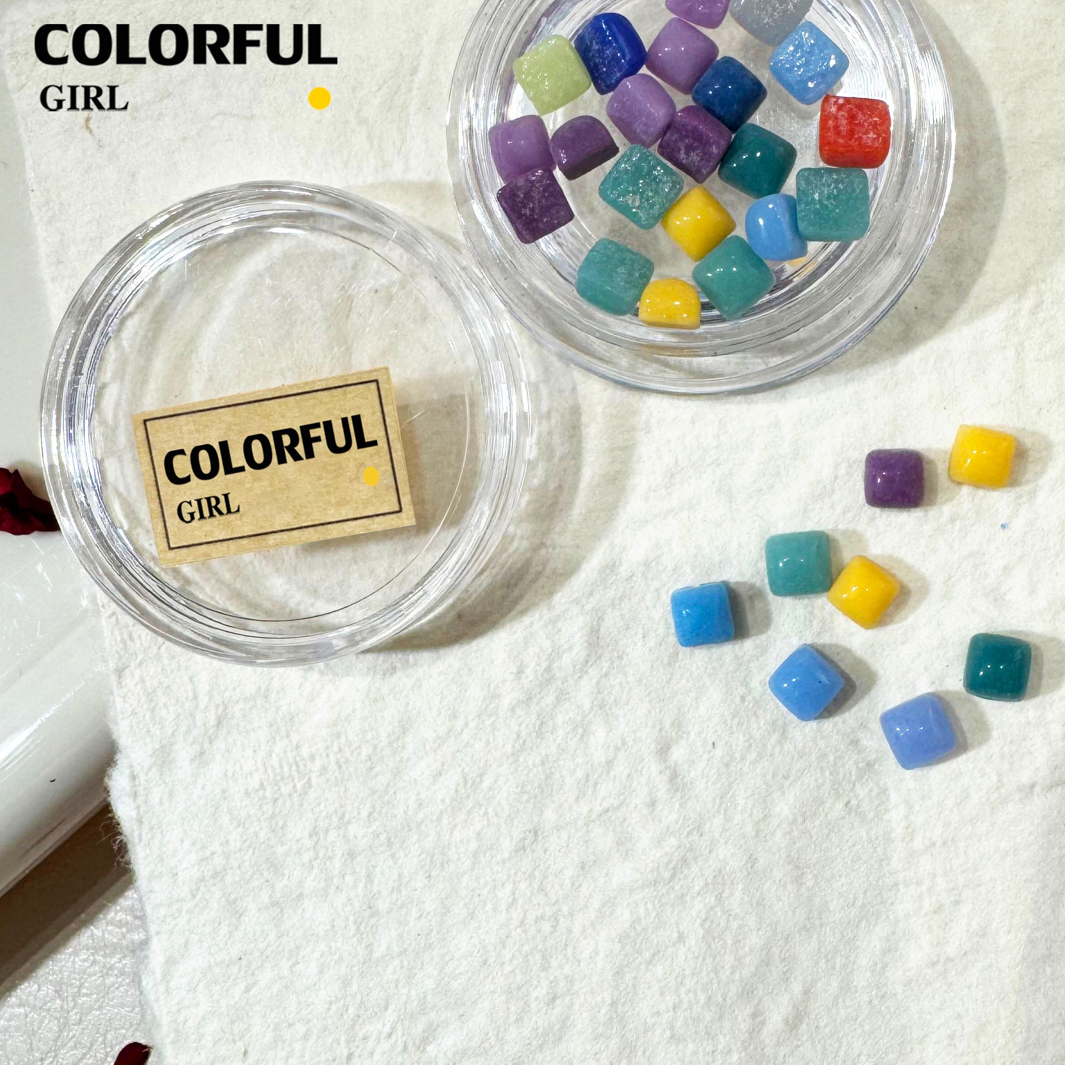 FUN BEADS สไตล์เกาหลี อะไหล่แต่งเล็บ หลากสี แบบกระปุก