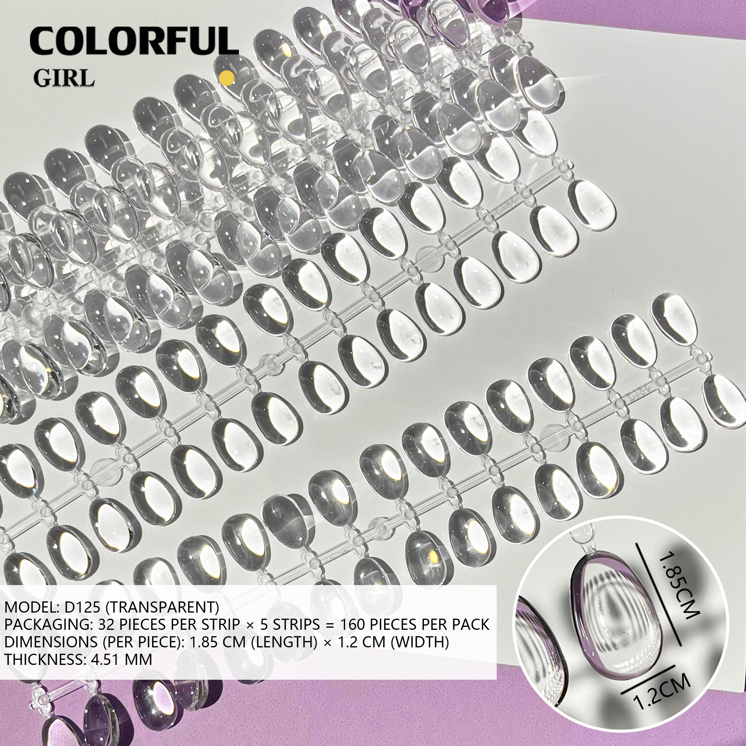 ถาดโชว์เล็บปลอม ทรงวงรี ลายดอกไม้ สีขาวใส สําหรับฝึกทําเล็บ และโชว์สี