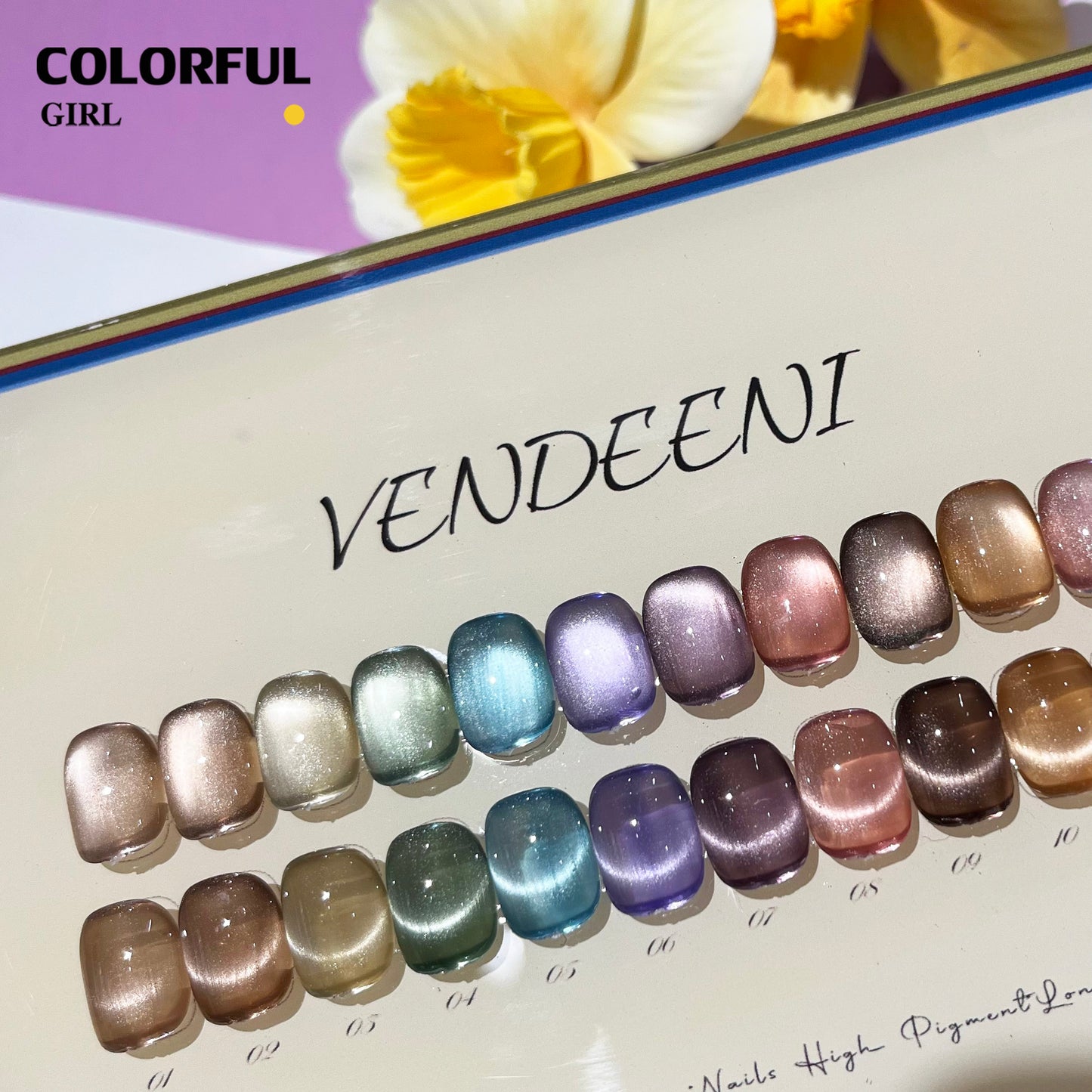 พร้อมส่งในไทยสีเจลแคทอายเนื้อซาติน สีเจลทาเล็บแคทอาย《 VENDEENI 》12สี สีลูกแก้วแคทอาย สีลูกแก้ว ส่งไว! แถม ชาร์ทสี✨