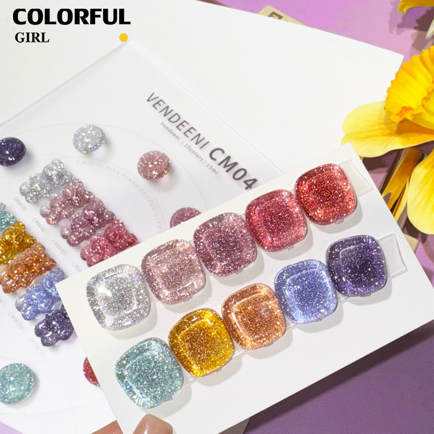【พร้อมส่ง】VENDEENI สีเจลแฟลช 10สี (《VENDEENI CM04》)สีเจลทาเล็บ สี แถม ชาร์ทสี ยาทาเล็บเจล ชุดสี 10สี + ฟรีชาร์ทสี