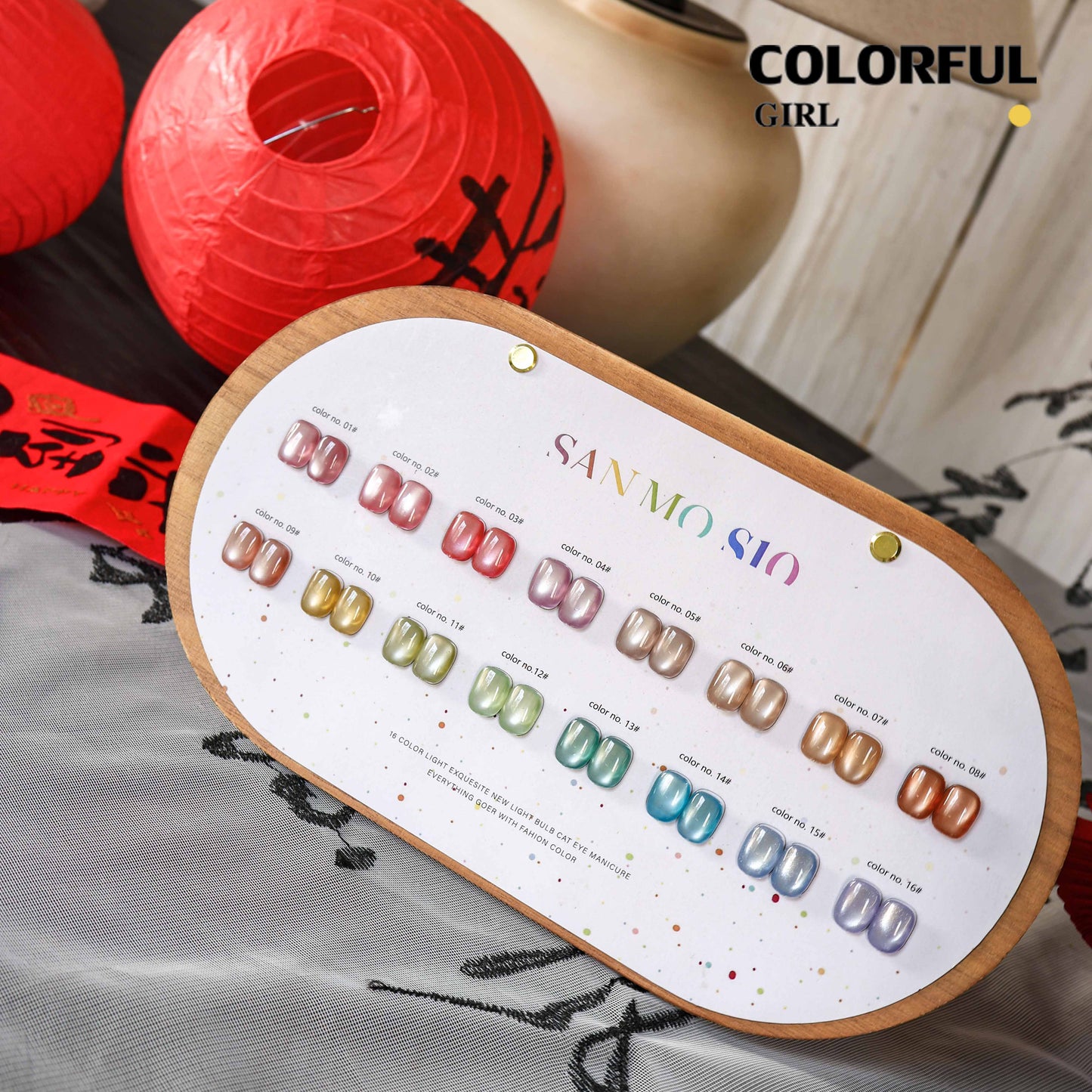 【พร้อมส่ง】16สี เจลหินอ่อนสีรุ้ง   สีเจลแคทอายเนื้อซาติน  สีเจลแคทอาย SANMO สี ( SANMO) สีเจล16สี   แถม ชาร์ทสี