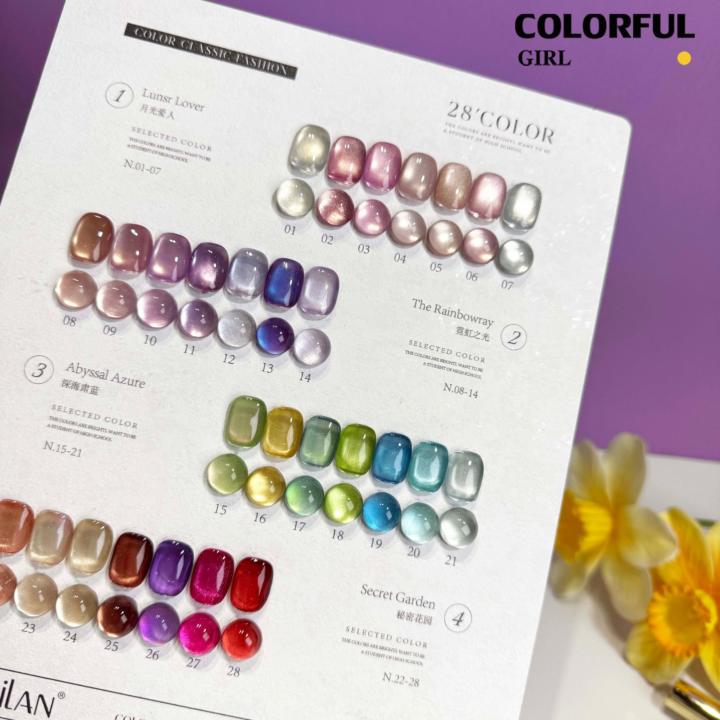 【พร้อมส่ง】MILAN 28สี สีเจลแคทอายเนื้อซาติน สีเจลแคทอาย 28สี สีลูกแก้ว ฟรีชาร์ทสี Cat eye 28สี (แถม ชาร์ทสี ทามาให้แล้ว)