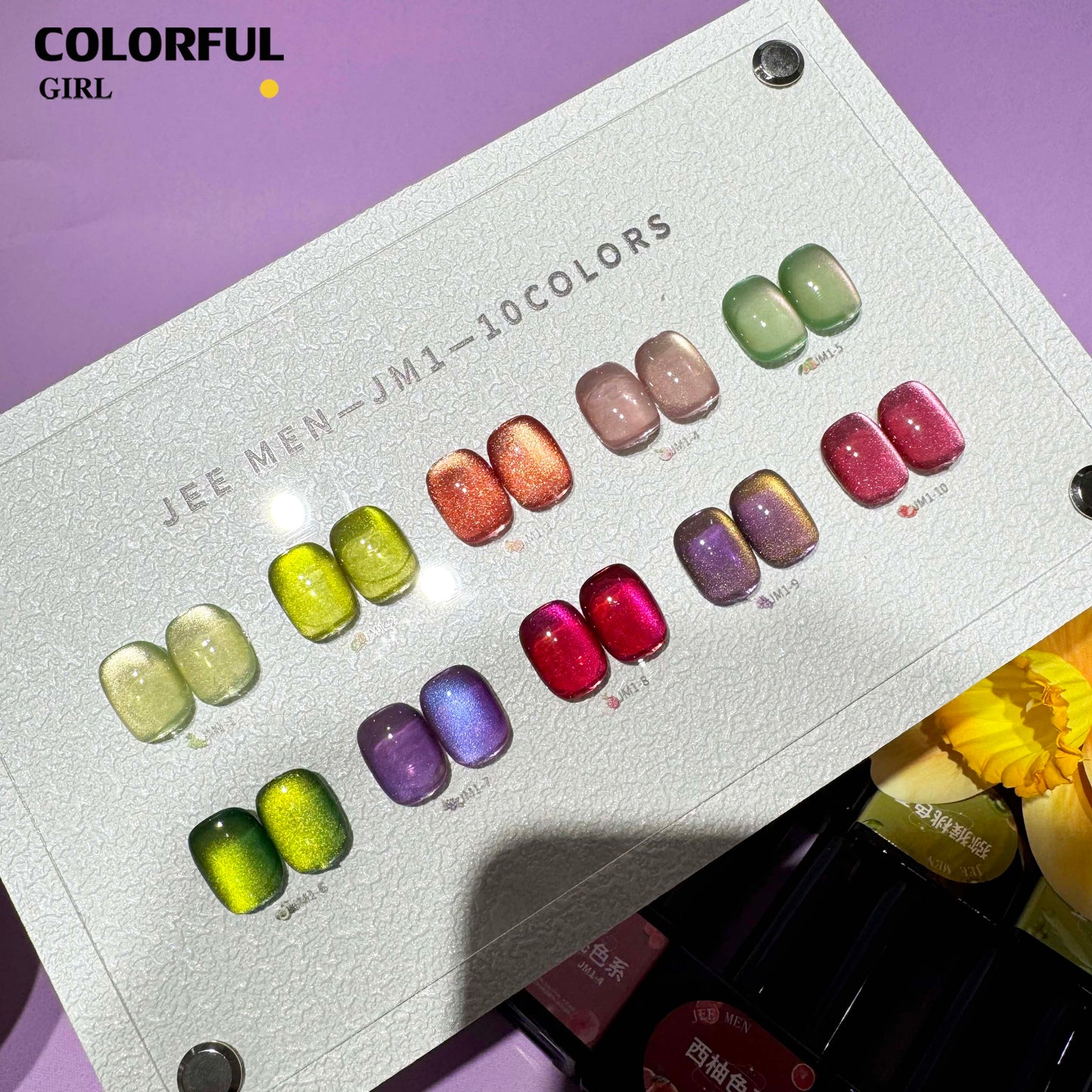 【พร้อมส่ง】VENDEENI JM01 10สี สีเจลแคทอายเนื้อซาติน+สีเจลแคทอาย 10สี สีลูกแก้ว ฟรีชาร์ทสี Cat eye 10สี (แถม ชาร์ทสี ทามาให้แล้ว) เจลหินอ่อนโทนผลไม้ ผิวซาตินนุ่มละมุน สีหวานละไมสุดหรู