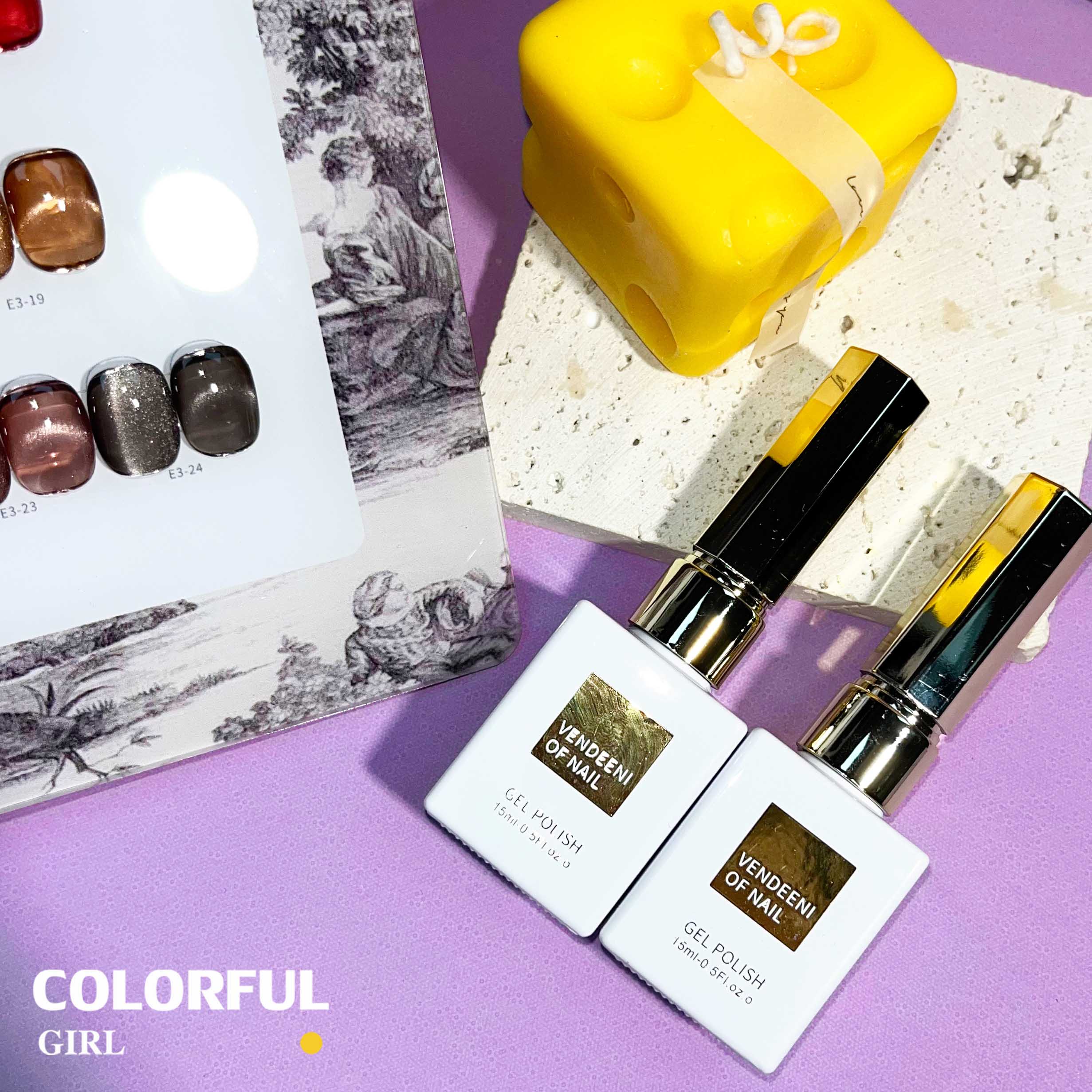 VENDEENI E-3 เจลทาเล็บแคทอาย 24 สี สีลูกแก้วแคทอาย ฟรีชาร์ทสี