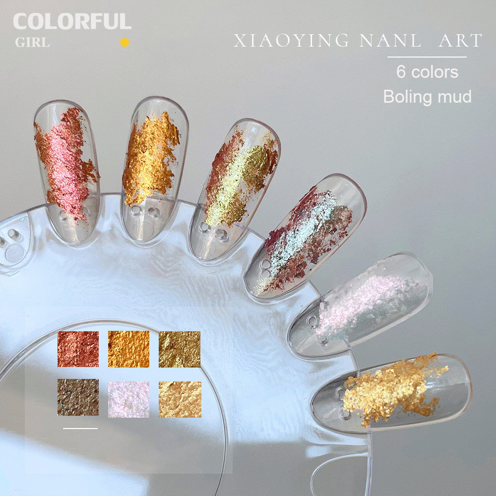 พาเลตตกแต่งเล็บเนื้อมูซ มูส Bu ling Mud 1 พาเลตมี 6 สี พาเลทออโรร่าเนื้อมูส เม็ดสีชัด นวัตกรรมใหม่สำหรับตกแต่งเล็บ