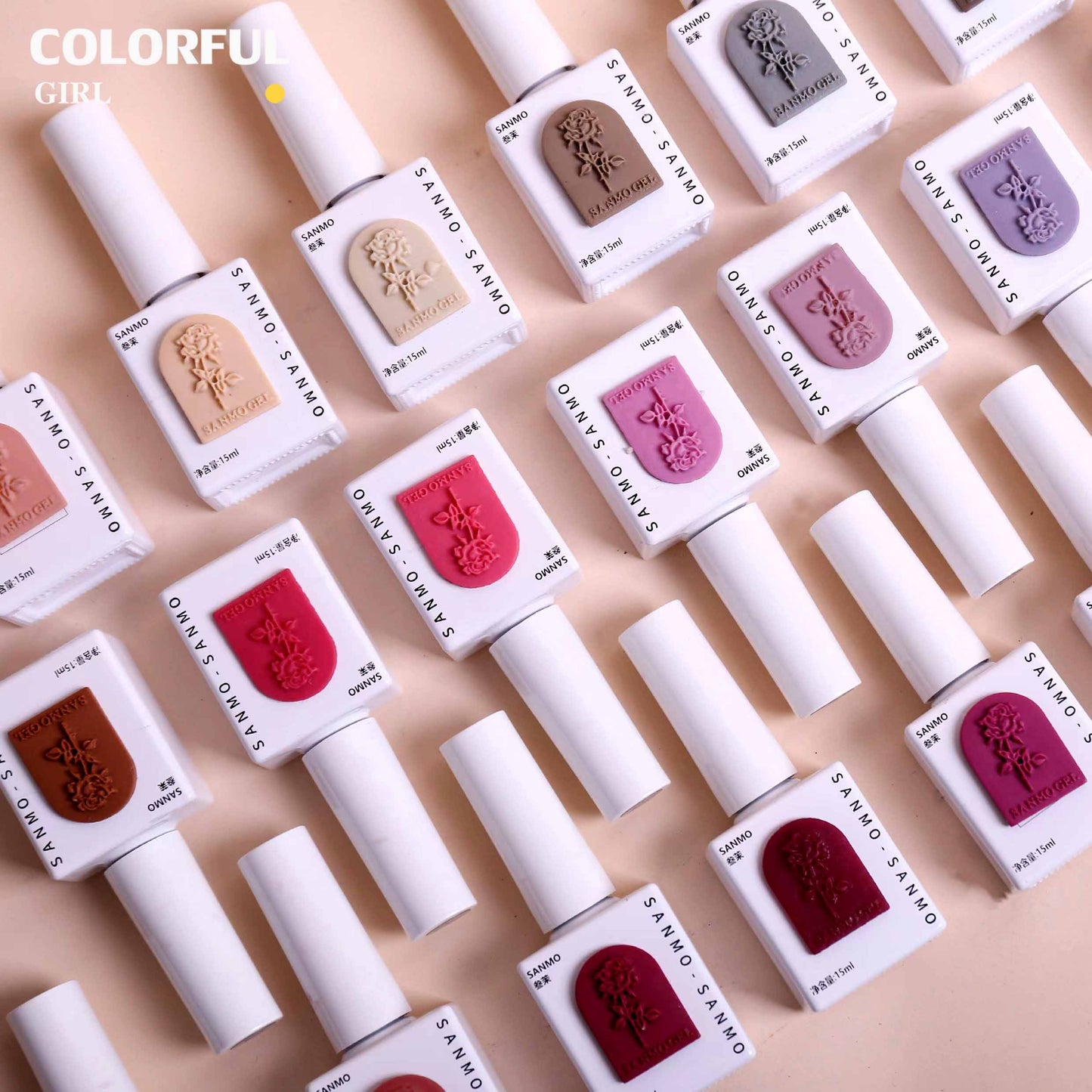 【พร้อมส่ง】20สี โทนสีม่วง / โทนสีน้ำตาล สีเจลสีพื้น SANMO สี ( SANMO) สีเจล 20สี แถม ชาร์ทสี