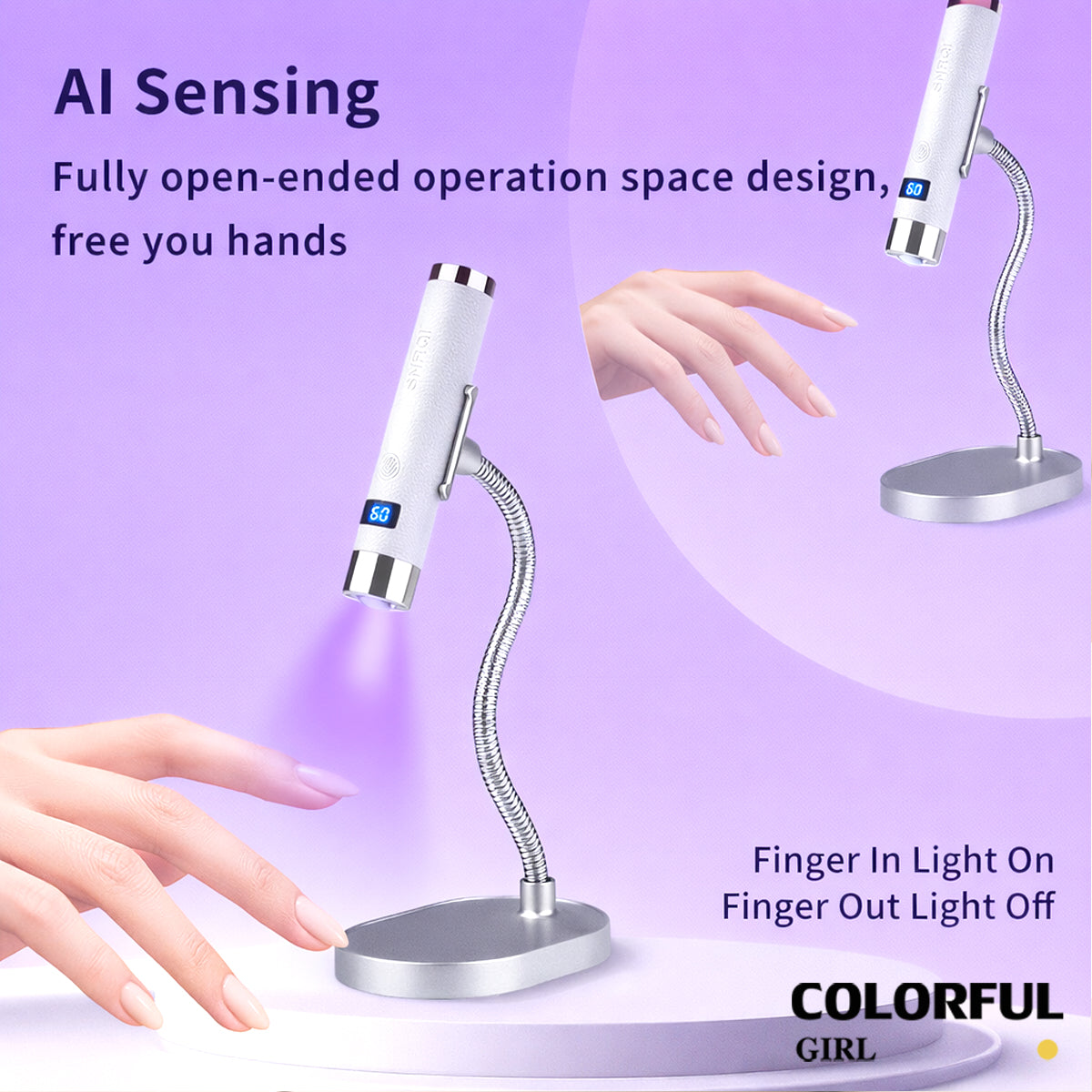 SNRQI G1| ไฟฉายล็อคอะไหล่ และสีเจล | แบต 800mAh · ตั้งเวลา 30/60 วินาที · ขนาดเล็ก พกพาง่าย · ใช้งานสะดวก ไม่เปลืองพื้นที่