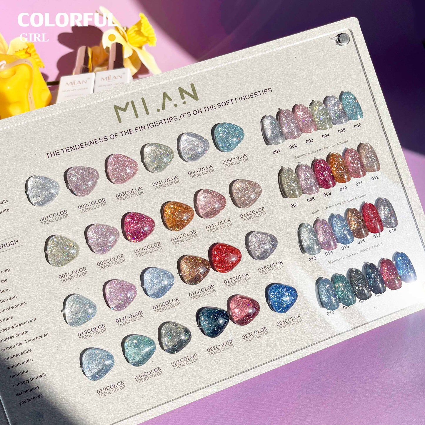 【พร้อมส่ง】สีเจลแฟลช สีทาเล็บเจล milan 24สี( MILAN) สีเจล 24สี สีเจลแฟลช แถม ชาร์ทสี