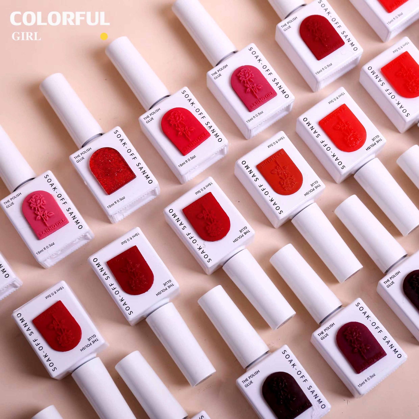 【พร้อมส่ง】20สี ชุดเซ็ตโทนสีแดง สีเจลสีพื้น SANMO สี ( SANMO) สีเจล 20สี แถม ชาร์ทสี