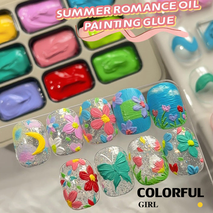 ✨พร้อมส่ง✨ OIL PAINTING TEXTURE GEL ญี่ปุ่นเล็บแกะสลักกาวแกะสลักดินน้ำมันยูวีเจลจิตรกรรม 5d นูนเจลเล็บอุปกรณ์สำหรับมืออาชีพ 9 สี