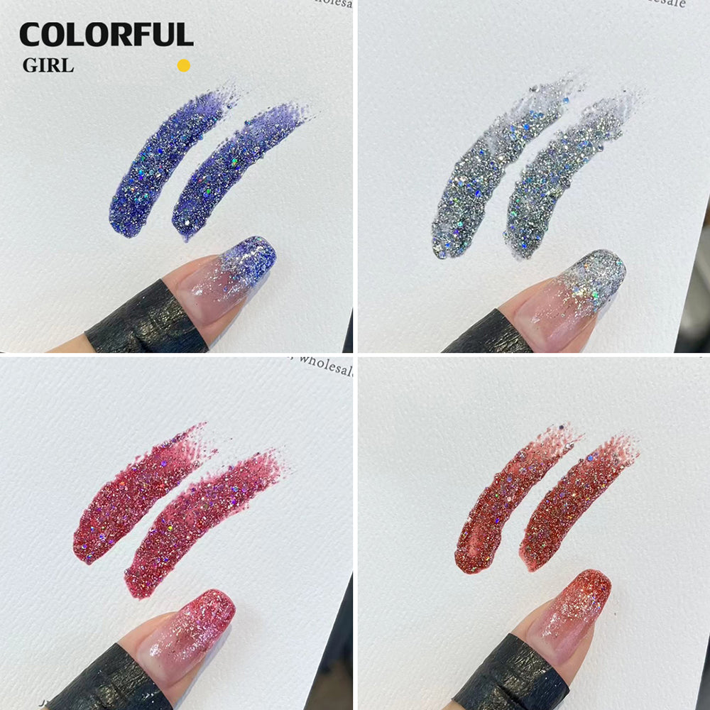 【พร้อมส่ง】สีสีเจล JYS สีกากเพชร+เลเซอร์แฟลช 18 สี แถม ชาร์ทสี(JIAO YAN SHE) สีเจลแฟลช