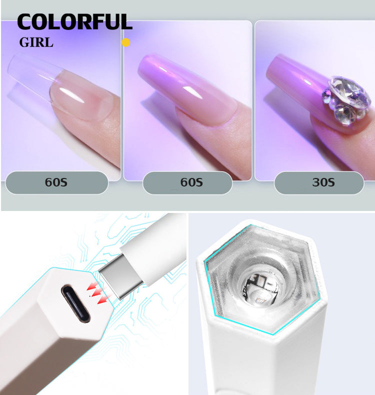 ✨พร้อมส่ง✨ไฟฉายล็อคอะไหล่มินิมอล ใช้ล็อคสีเจล ใช้ต่อเล็บ แห้งไว ไม่ทำให้ผิวคล้ำ ชาร์ตไฟUSB เครื่องอบเล็บขนาดเล็ก ไฟฉาย LED ไร้สาย