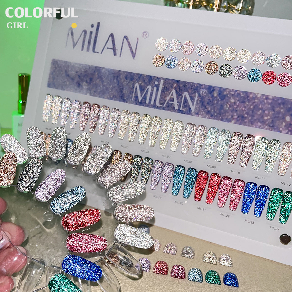 【พร้อมส่ง】milan สีเจลแฟลช 24 สี (milan )สีเจลทาเล็บ สี แถม ชาร์ทสี ยาทาเล็บเจล