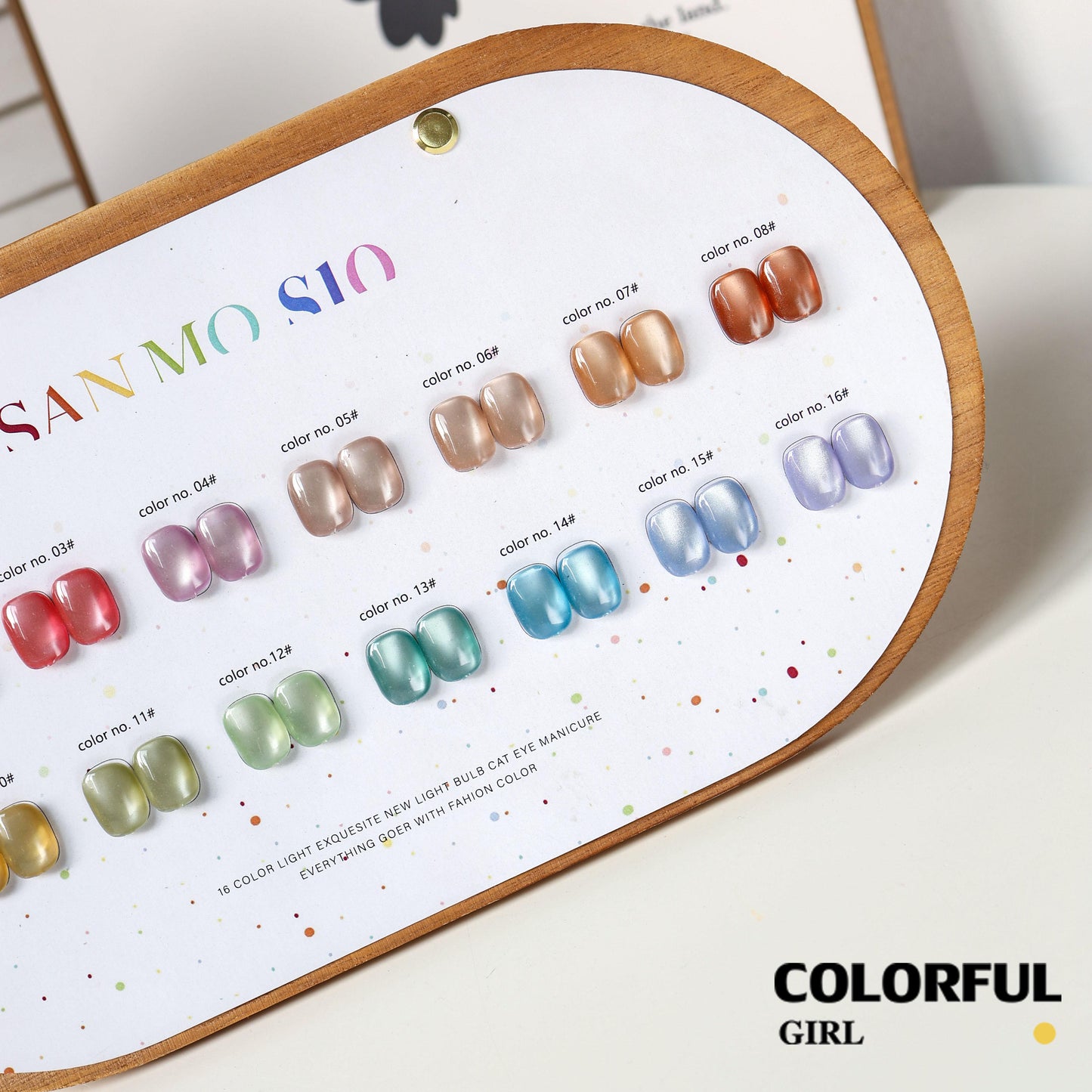 【พร้อมส่ง】16สี เจลหินอ่อนสีรุ้ง   สีเจลแคทอายเนื้อซาติน  สีเจลแคทอาย SANMO สี ( SANMO) สีเจล16สี   แถม ชาร์ทสี