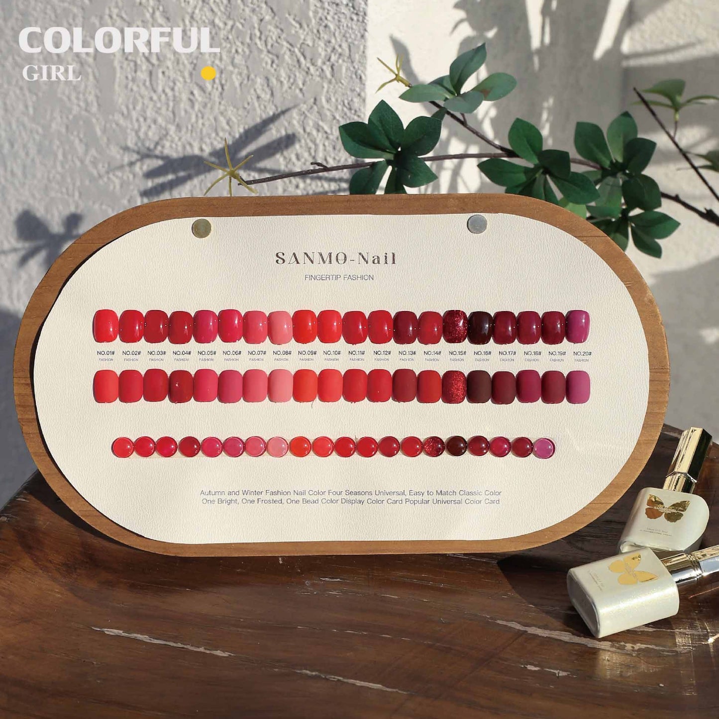 【พร้อมส่ง】20สี ชุดเซ็ตโทนสีแดง สีเจลสีพื้น SANMO สี ( SANMO) สีเจล 20สี แถม ชาร์ทสี