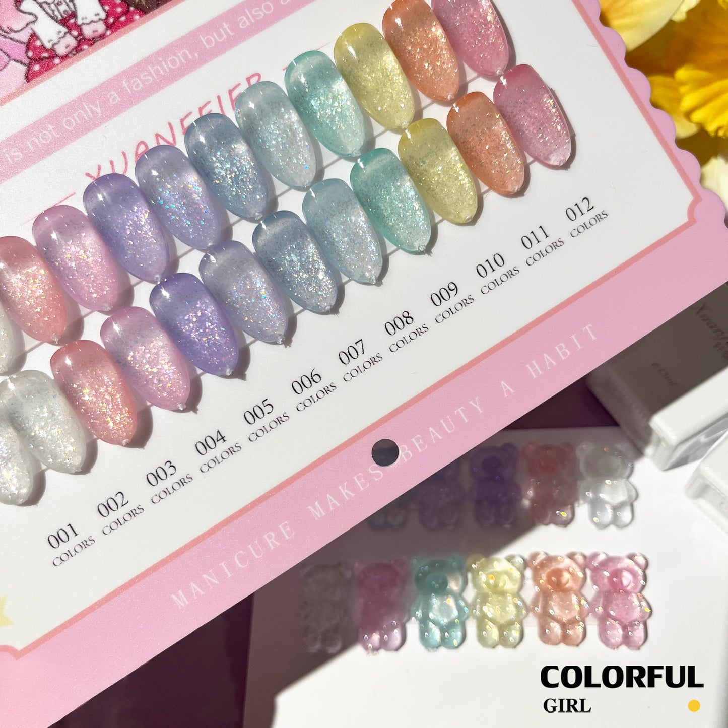 【พร้อมส่ง】XUANFEIER สีเจลแฟลช 12สี สีทาเล็บเจล 12สี สีเจลกลิซเตอร์ 12สี(XUANFEIER) สีเจล12สี สีเจลแฟลช แถม ชาร์ทสี (แถม ชาร์ทสี ทามาให้แล้ว)
