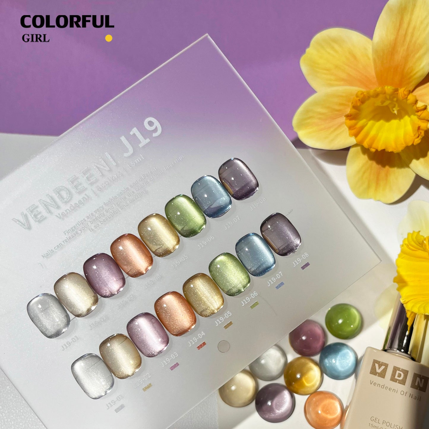 พร้อมส่งในไทยสีเจลแคทอายเนื้อซาติน สีเจลทาเล็บแคทอาย《 VENDEENI VDN-J19》8สี สีลูกแก้วแคทอาย สีลูกแก้ว ส่งไว! แถม ชาร์ทสี✨