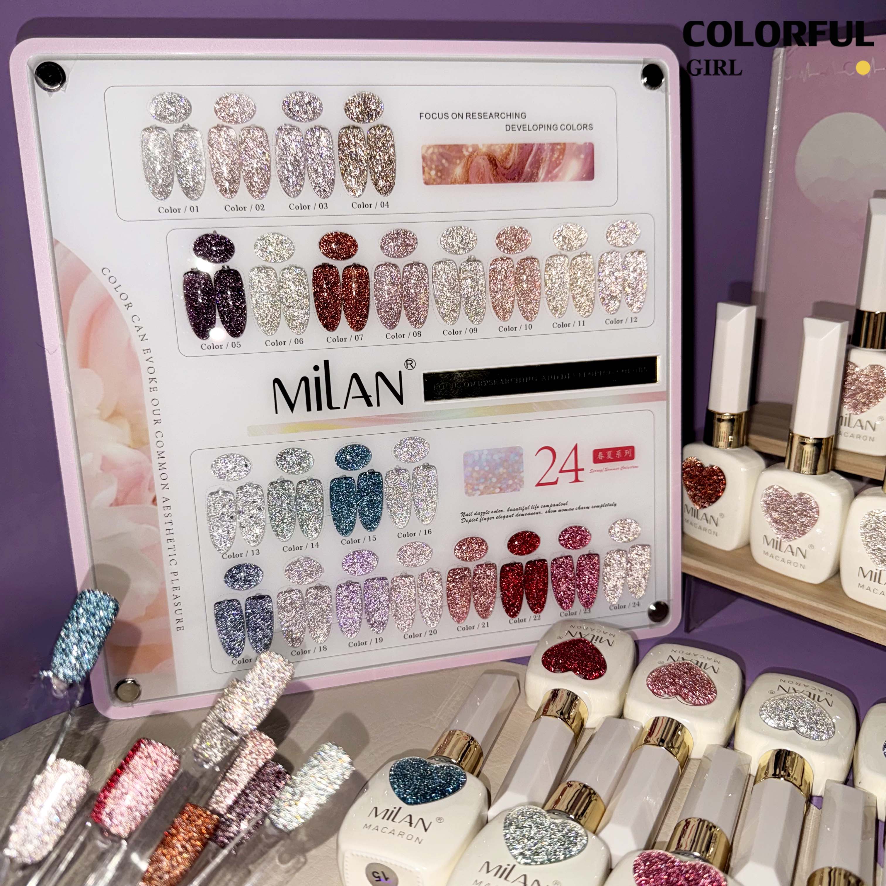 【พร้อมส่ง】MILAN C19สีเจลแฟลช 24สี (milan)สีเจลทาเล็บ สี แถม ชาร์ทสี ยาทาเล็บเจล ชุดสี 24สี + ฟรีชาร์ทสี