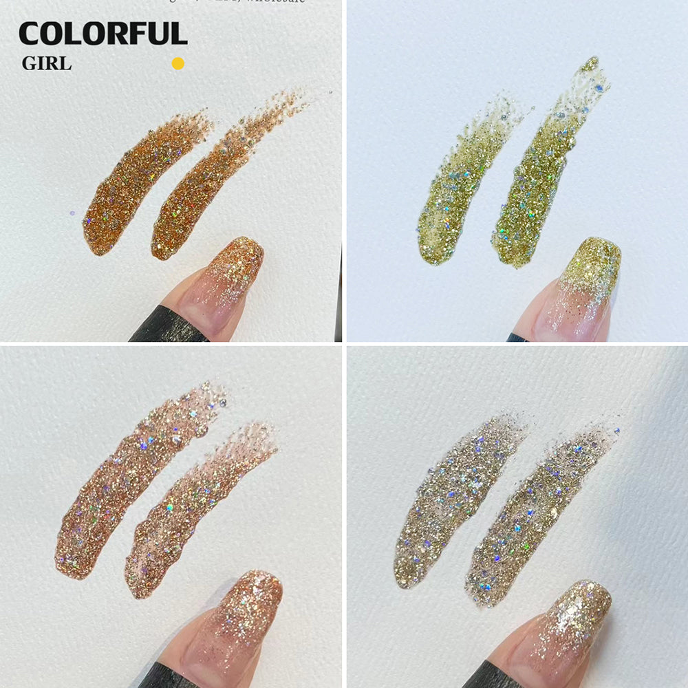 【พร้อมส่ง】สีสีเจล JYS สีกากเพชร+เลเซอร์แฟลช 18 สี แถม ชาร์ทสี(JIAO YAN SHE) สีเจลแฟลช
