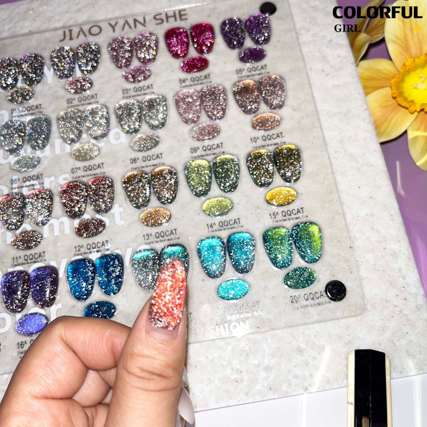 พร้อมส่งในไทย 《 JIAOYANSHE 》20 สี สีเจลแคทอายประกายเพชร(แคทอายสูตรนี้มีดีที่กลิตเตอร์! ใส่ผงแฟลชเข้าไป วิบวับขั้นสุด) สีเจลทาเล็บแคทอาย สีลูกแก้วแคทอาย สีลูกแก้ว ส่งไว