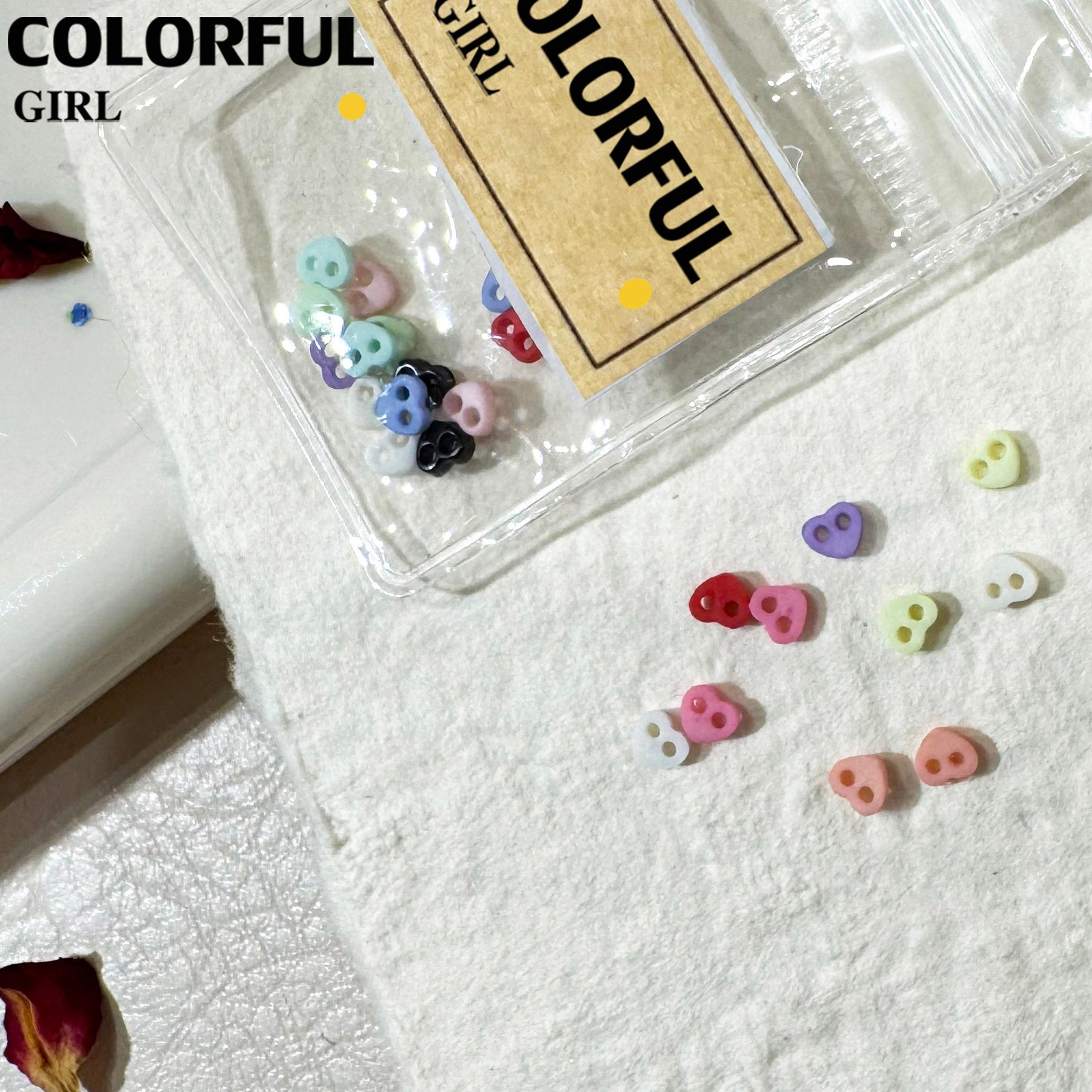 FUN BEADS สไตล์เกาหลี อะไหล่แต่งเล็บ หลากสี แบบกระปุก