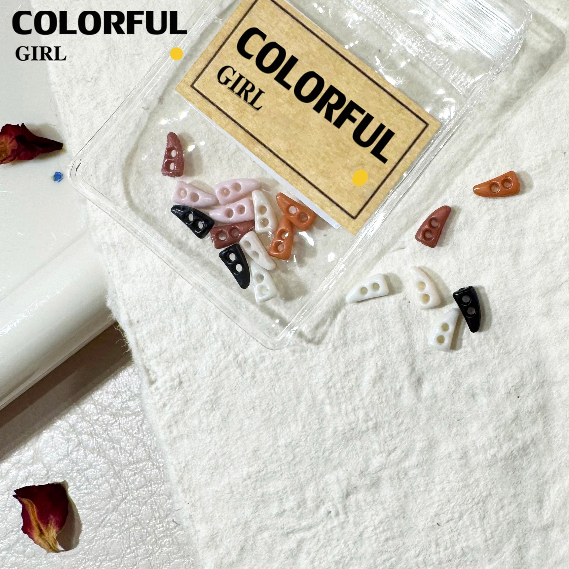FUN BEADS สไตล์เกาหลี อะไหล่แต่งเล็บ หลากสี แบบกระปุก