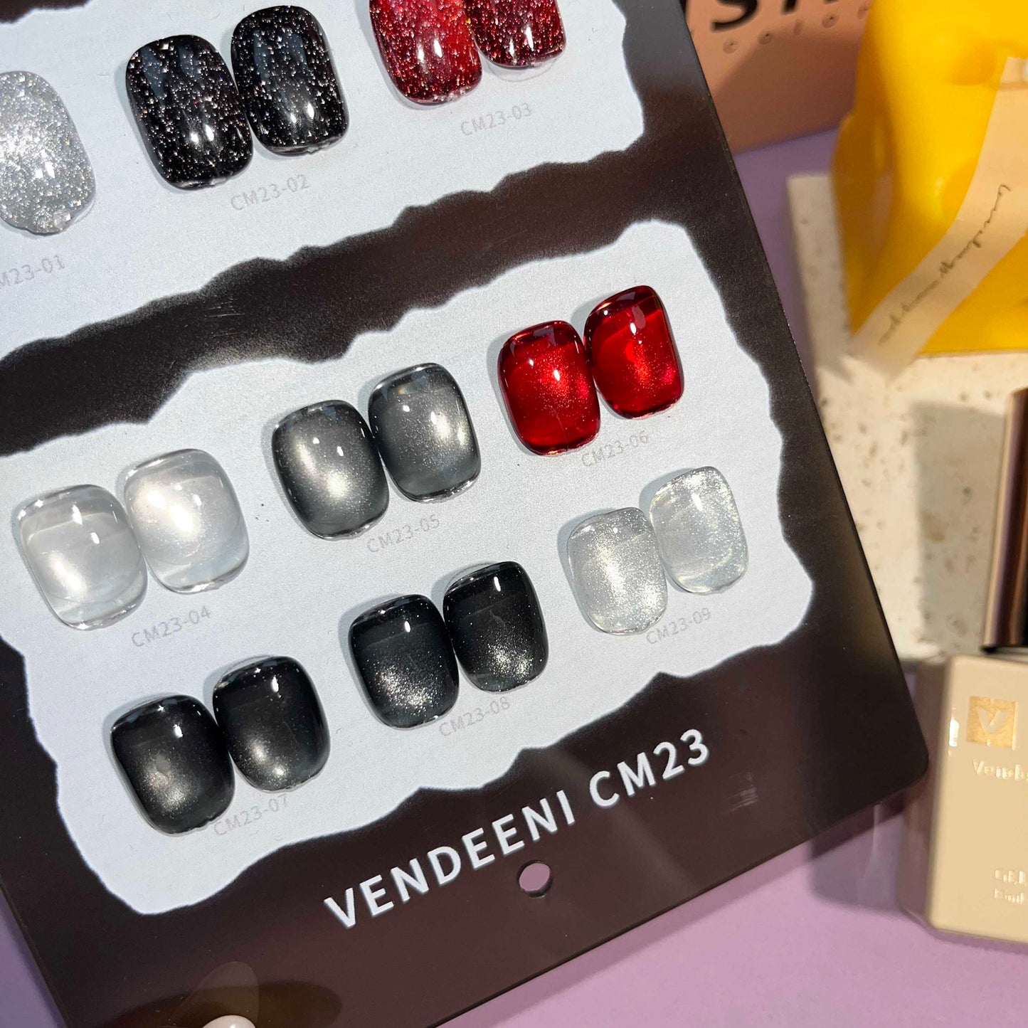 พร้อมส่งในไทย สีลูกแก้ว ฟรีชาร์ทสี Cat eye +สีเจลแฟลช《 VENDEENI CM-23》9สี สีลูกแก้วแคทอาย สีลูกแก้ว ส่งไว! พร้อมชาร์ทสีค่ะสีแน่นสวยมากเลยนะคะ เอฟเฟกต์มันเงามาก