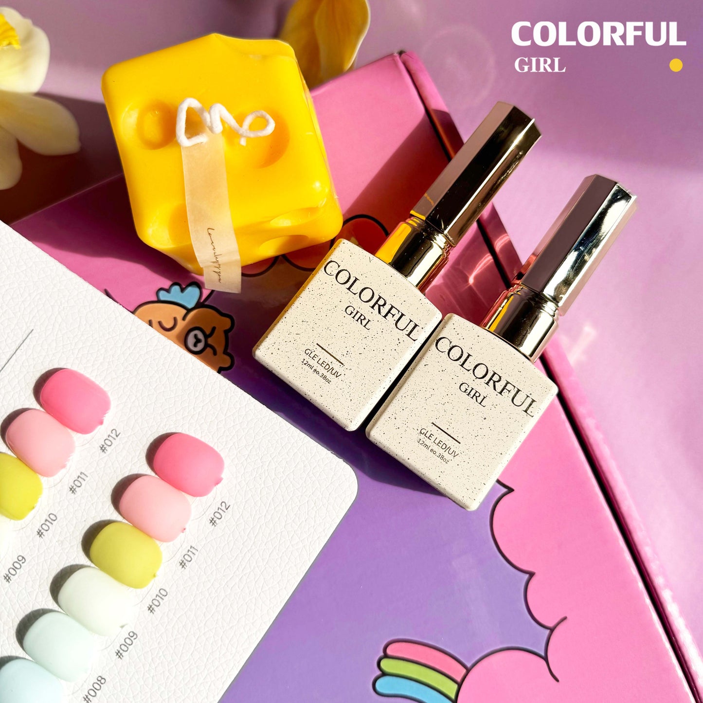 【พร้อมส่ง】 สีทาเล็บเจล Colorful girl สี ( Colorful girl) สีเจล Macaron 12สี Macaron+แถมชาทสีฟร