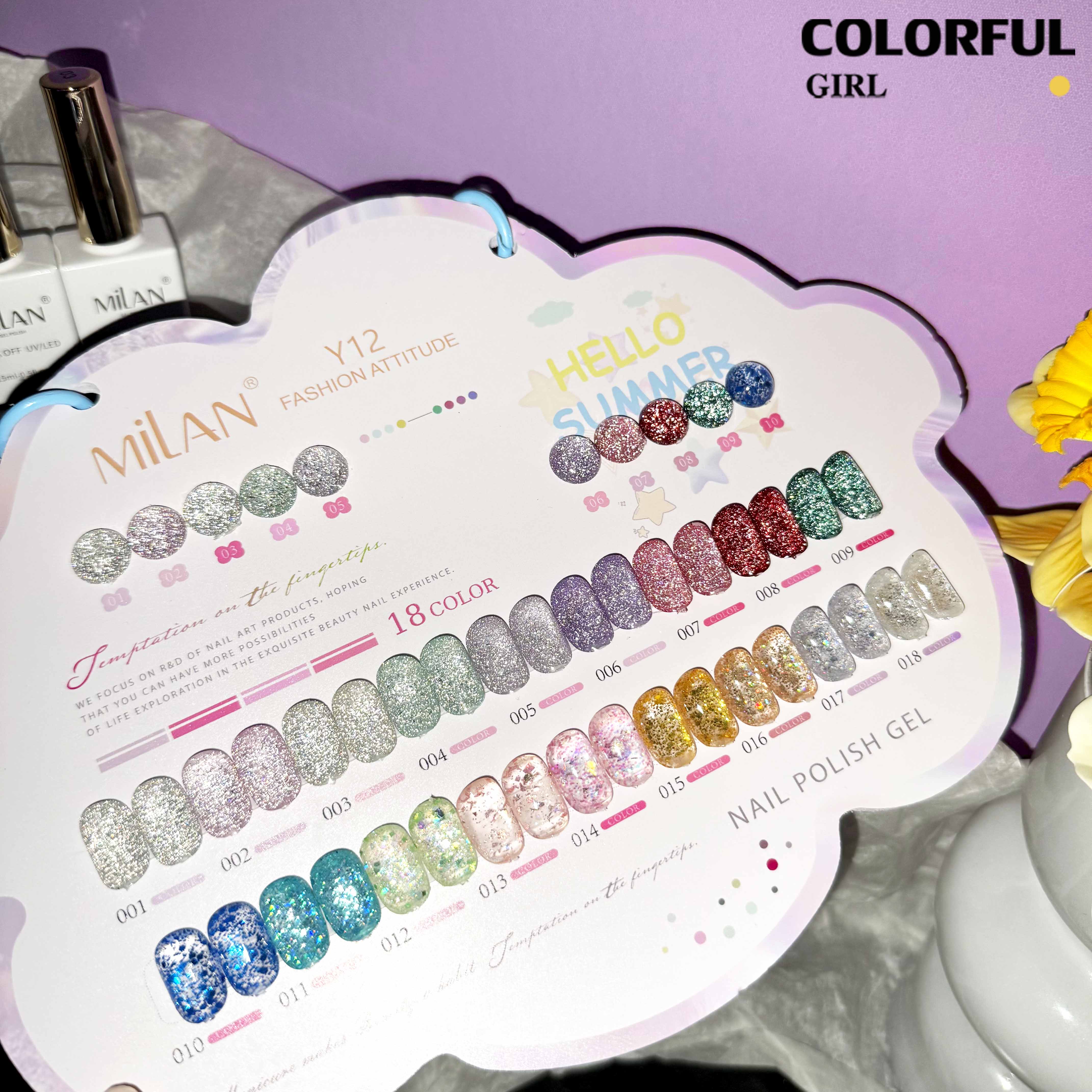 【พร้อมส่ง】💅MILAN สีเจลแฟลช +สีเจลกลิซเตอร์ 18 สี✨ เนื้อเจลวิ้งละเอียด สีแน่น เงางาม ติดทนนาน แถมชาร์ทสี💎
