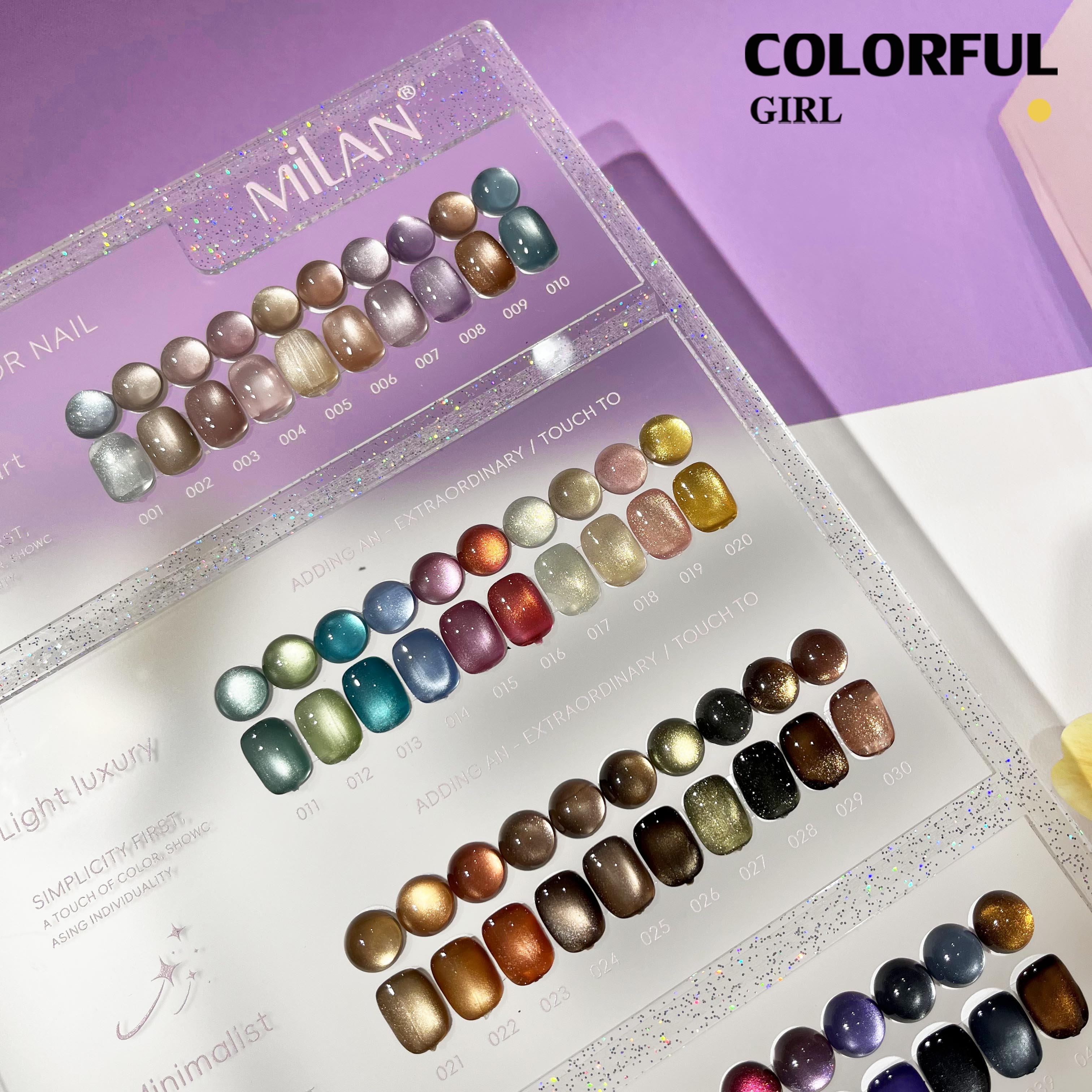 MILAN 40 สี สีเจลแคทอายเนื้อซาติน+สีเจลแคทอาย แถมฟรีชาร์ทสี
