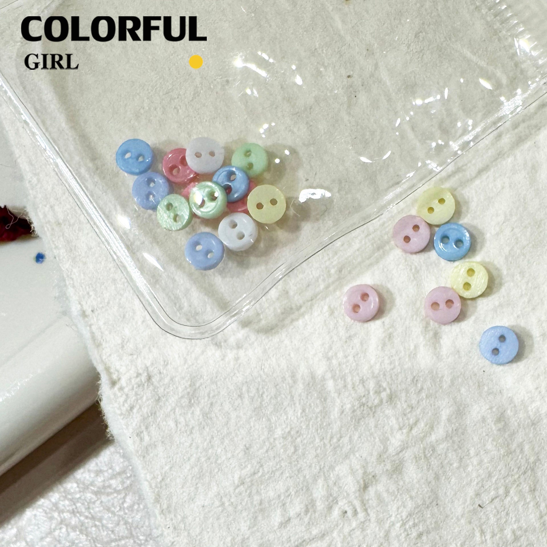 FUN BEADS สไตล์เกาหลี อะไหล่แต่งเล็บ หลากสี แบบกระปุก