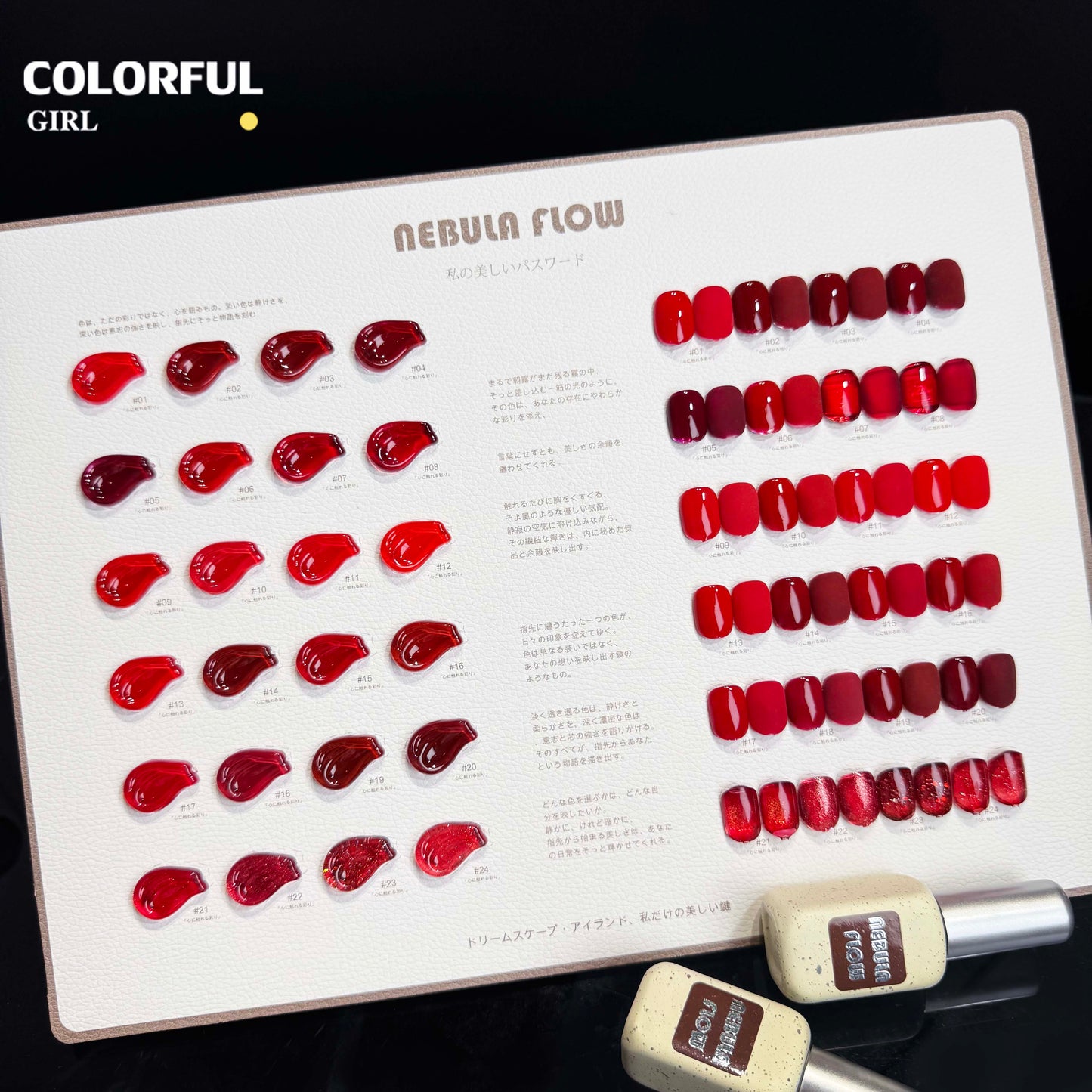 【พร้อมส่ง】NF-022| เบอร์ 1-24 สีเจลสีแดง แบบแยกขวด NebulNFlow|สีเจลไซรัป /สีเจลกลิซเตอร์/สีเจลสีพื้น/สีเจลแคทอาย ต้องอบ  สีแน่น วิบวับ สวยมาก
