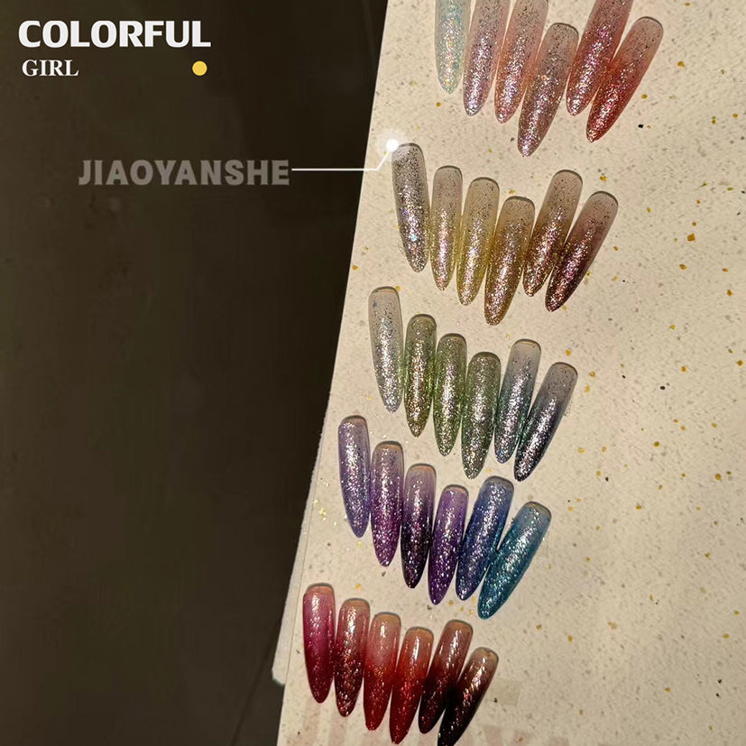 【พร้อมส่ง】 JYSชุด30สี (JIAO YAN SHE) สีเจลแฟลชกลิตเตอร์ แพลตติมันแฟลช+ประกายออโรร่า กากเพชรชัด แน่น