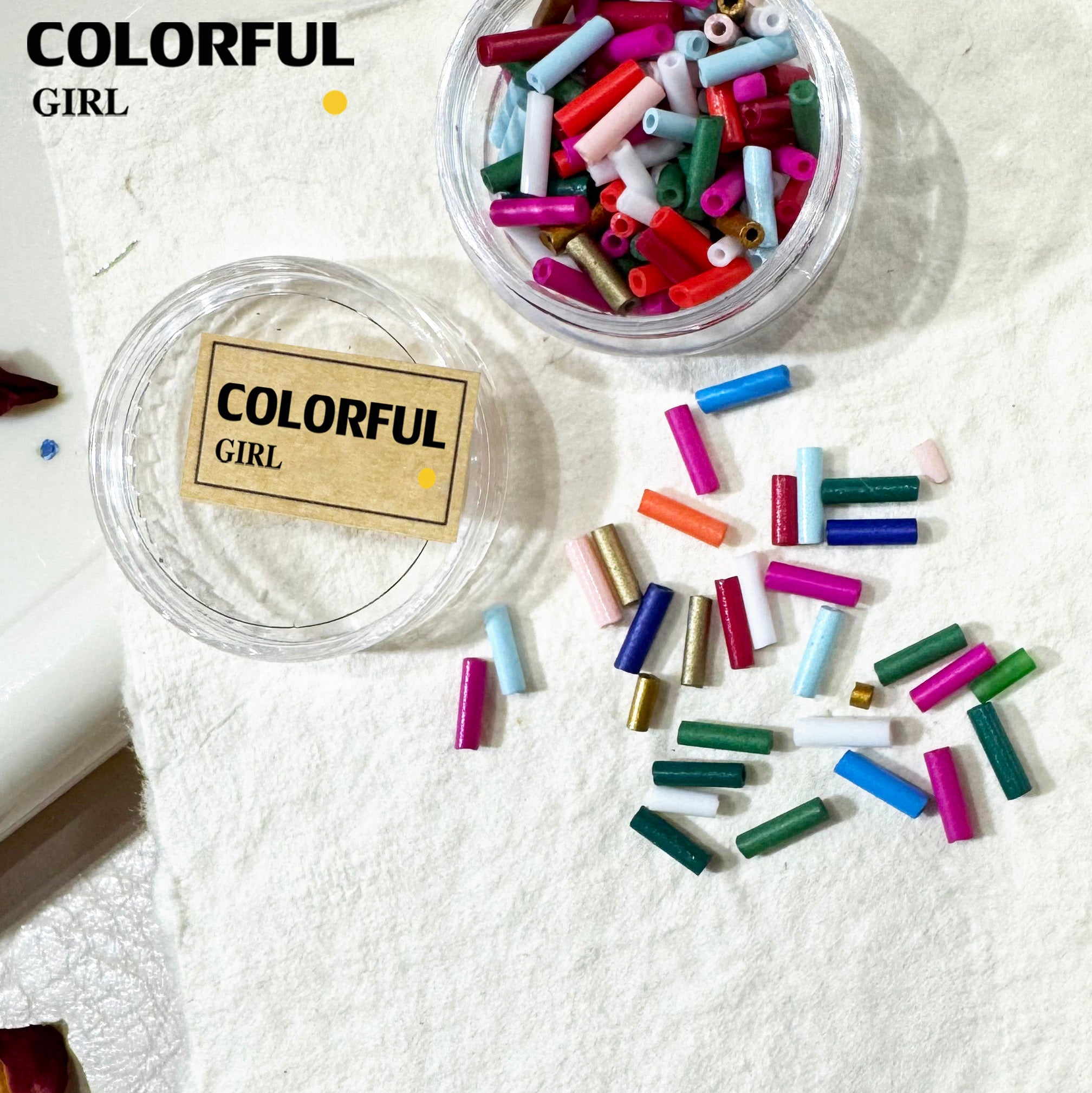 FUN BEADS สไตล์เกาหลี อะไหล่แต่งเล็บ หลากสี แบบกระปุก