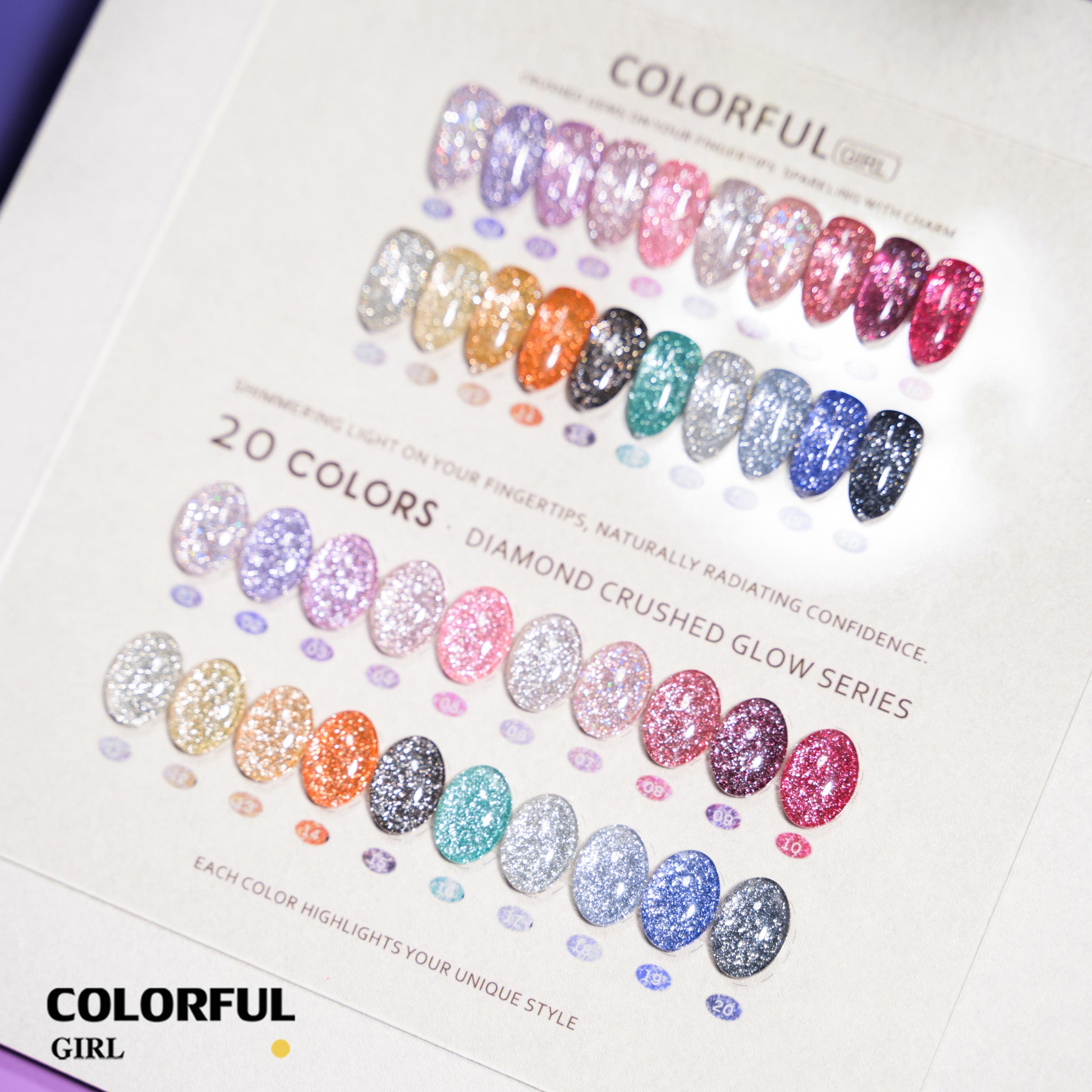 COLORFUL GIRL เจลแฟลชโอปอล 20 สี ✨ วิ้งระยิบระยับ ฟรีชาร์ทสี