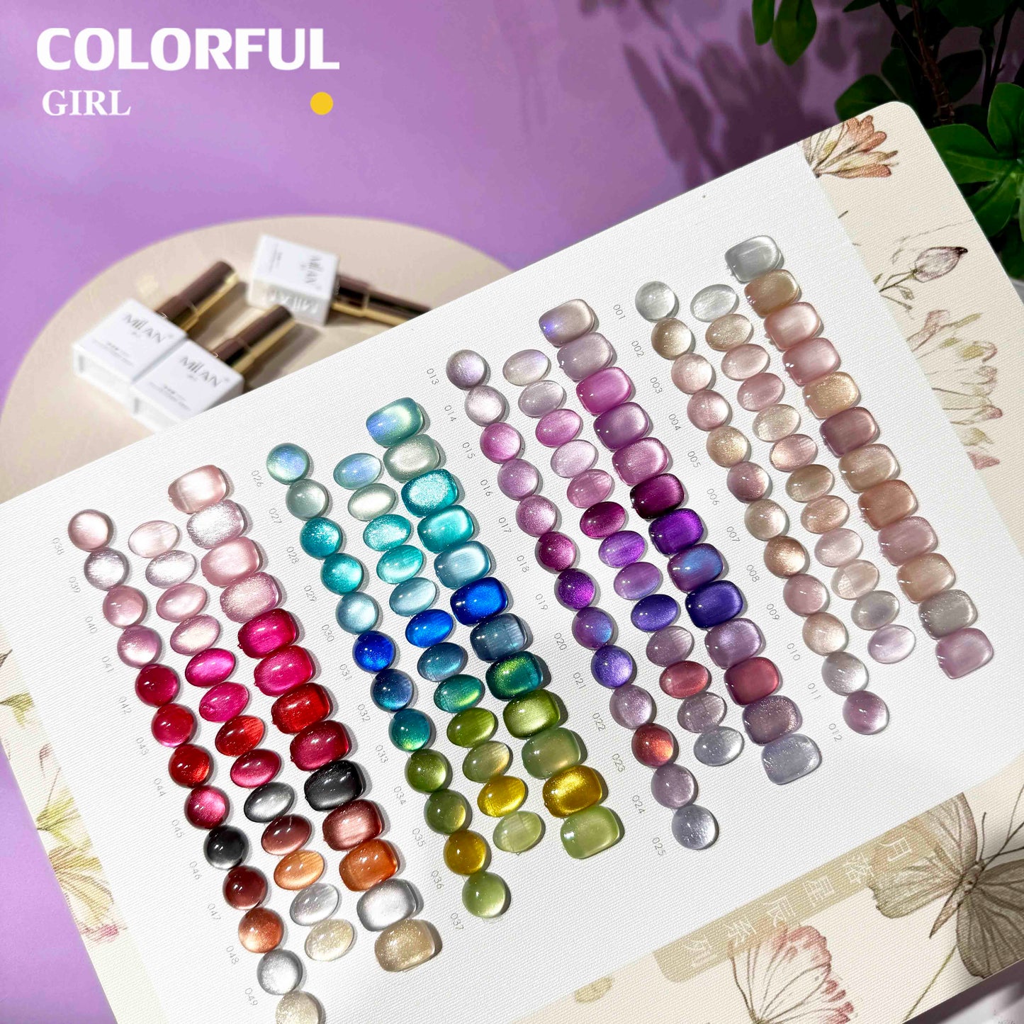 【พร้อมส่ง】MILAN 50 สี ✨ สีเจลแคทอายเนื้อซาติน + สีเจลแคทอายลูกแก้ว ครบเซ็ต 50 สี สีสวยแน่นชัด ติดทนนาน เงางามประกายหรูหรา เหมาะสำหรับร้านทำเล็บมืออาชีพและใช้ส่วนตัว แถมฟรีชาร์ทสี Cat Eye 50 สี (ทามาให้แล้ว พร้อมใช้งาน)